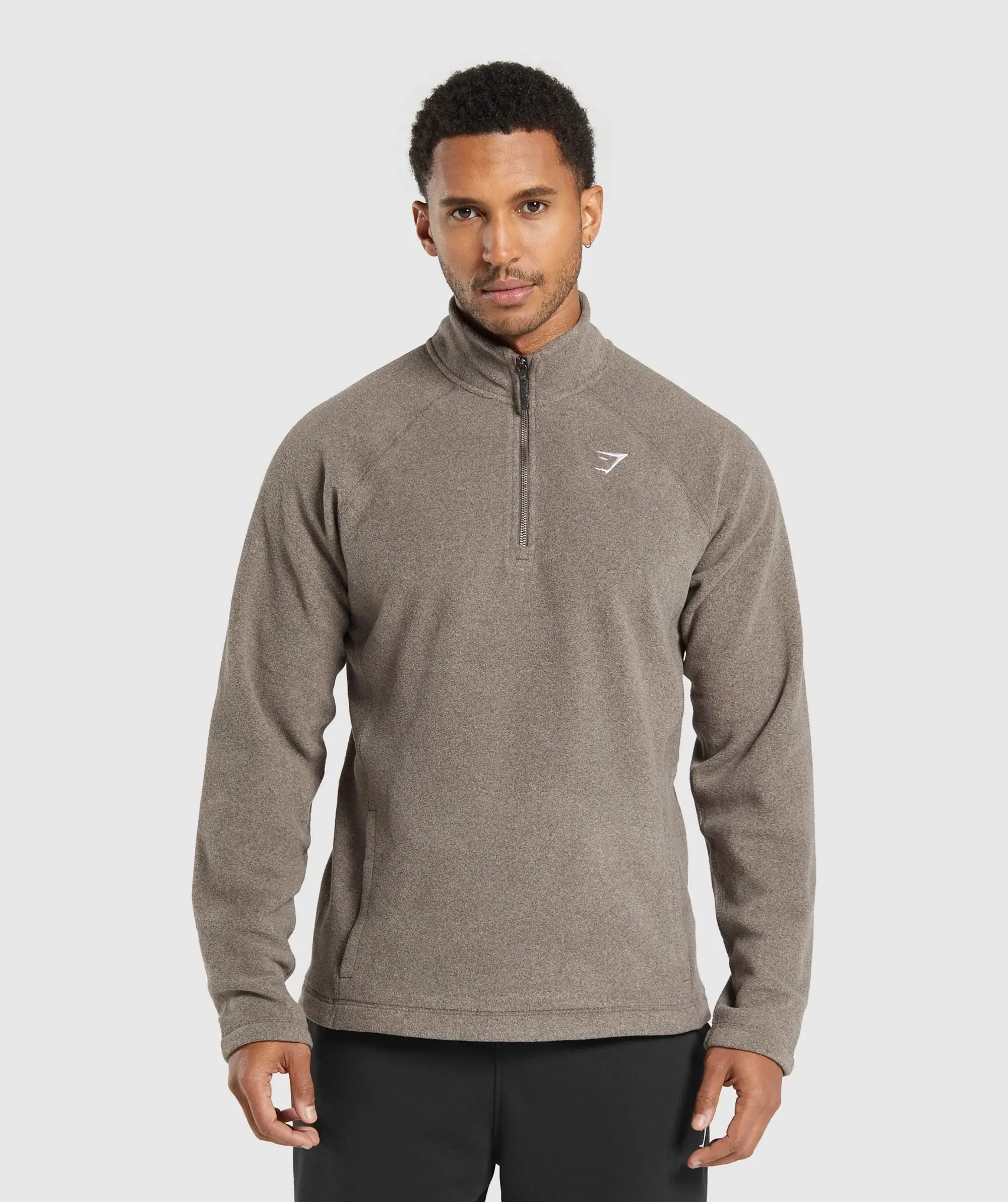 Gymshark Fleece 1/4 Zip - Camo Brown/Sand Brown