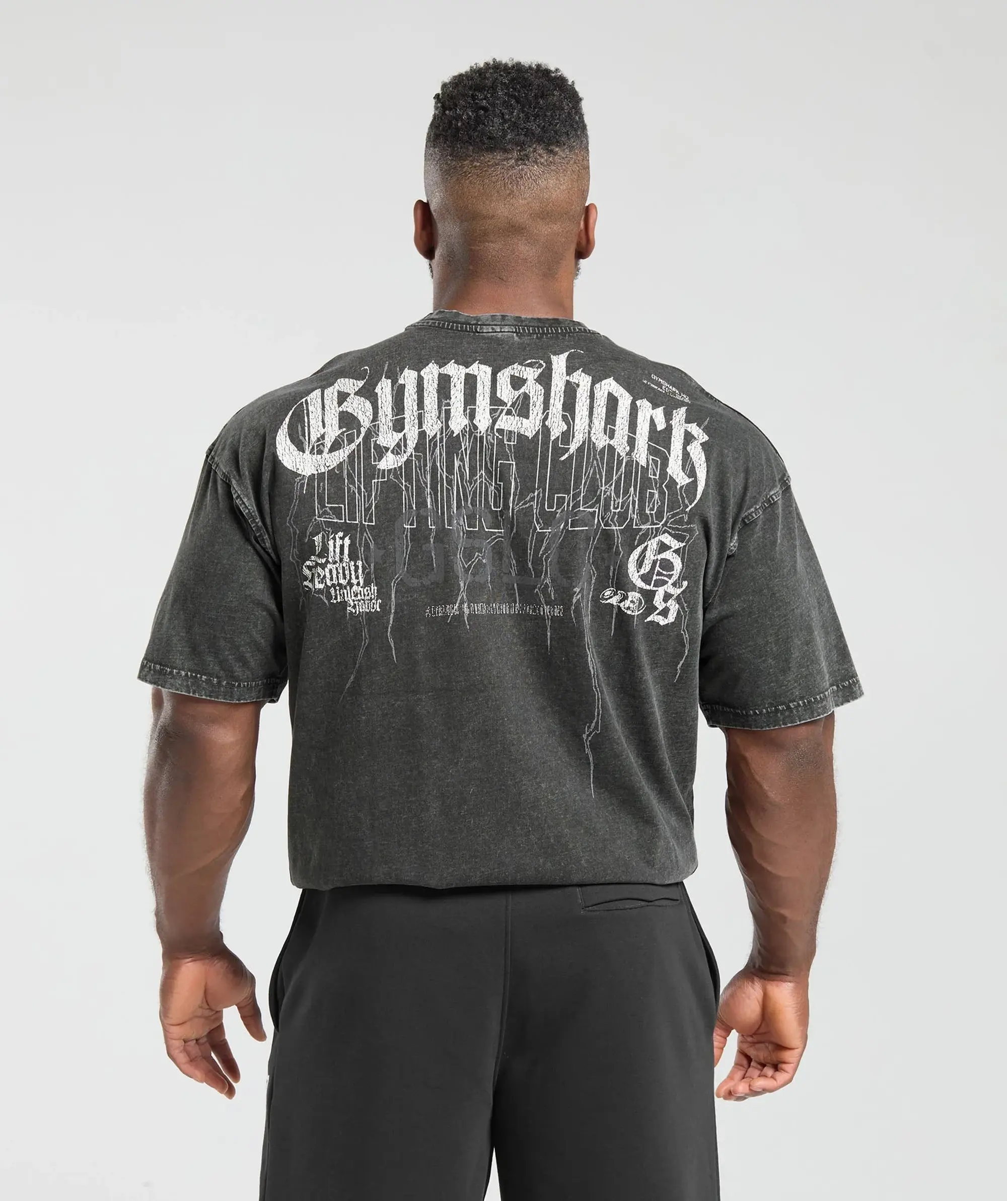 Gymshark Distressed Graphic T-shirt - Black Acid Wash