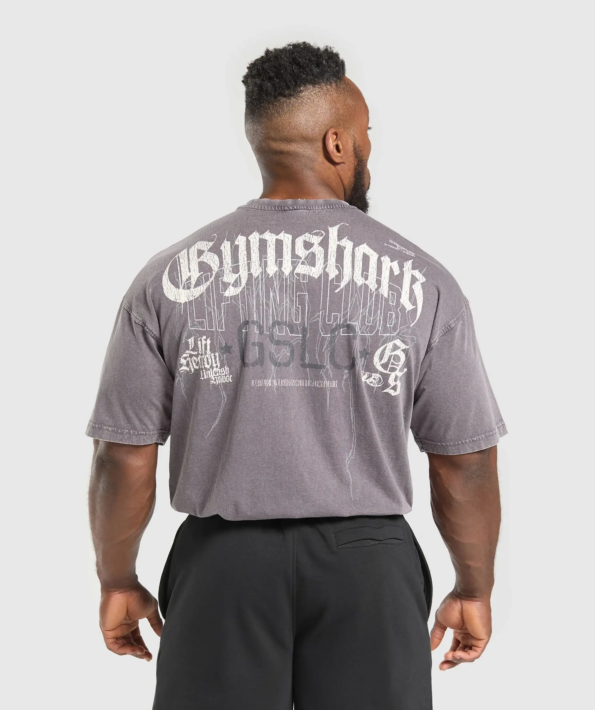 Gymshark Distressed Graphic T-shirt - Brushed Purple Acid Wash