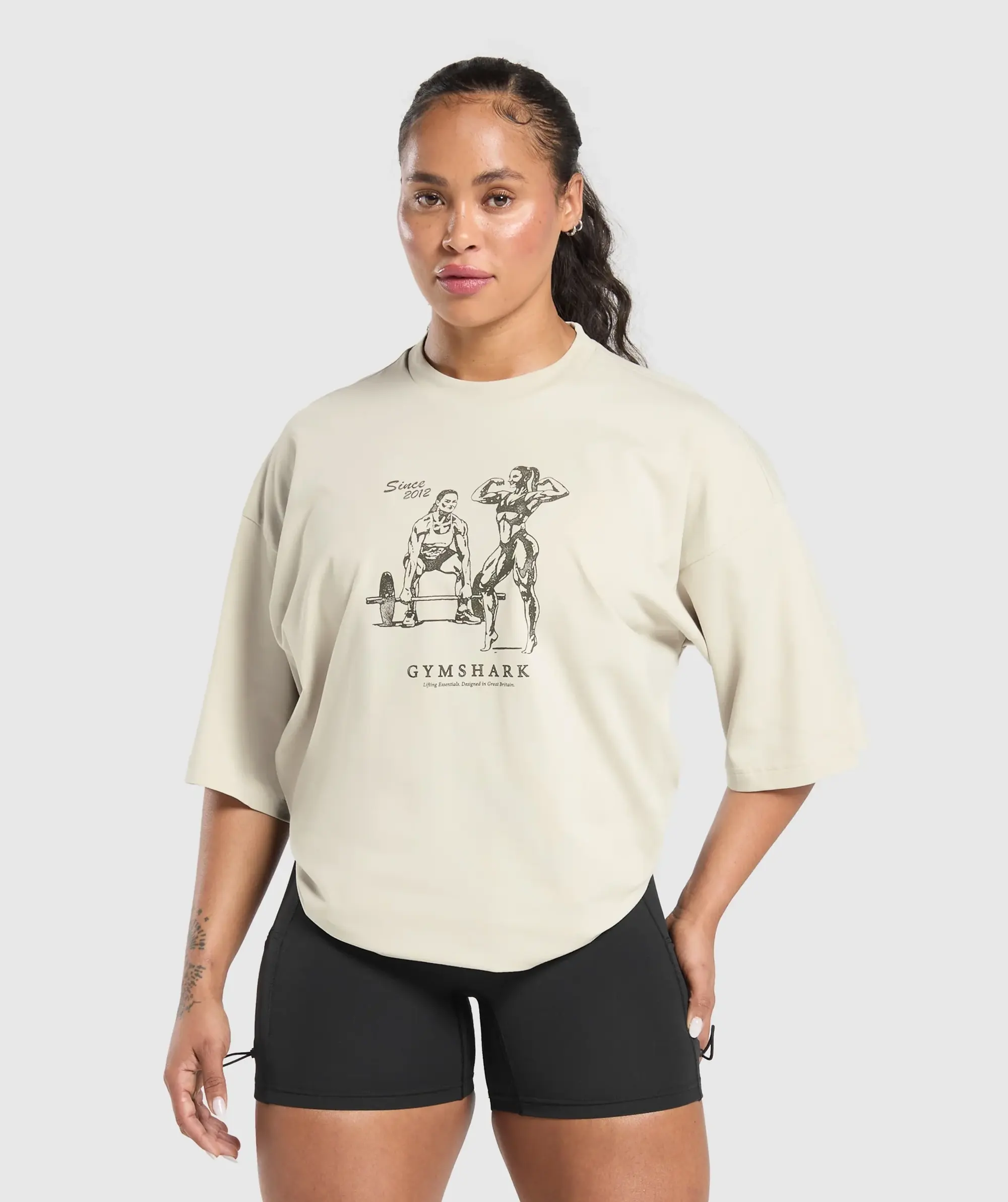 Gymshark Two Strong Women Oversized T-Shirt - Pebble Grey