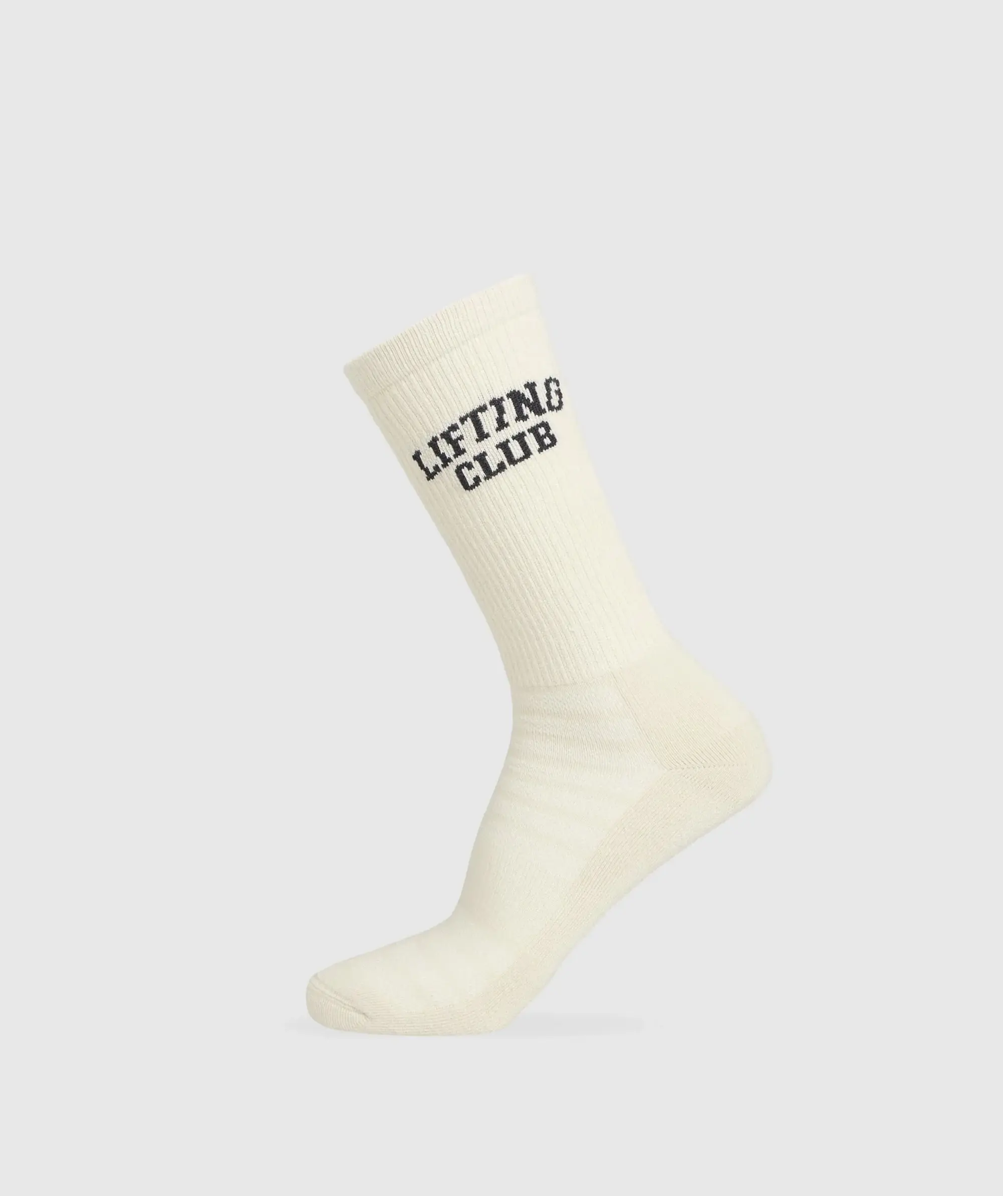 Gymshark Lifting Club Graphic Crew Sock Single - Ecru White