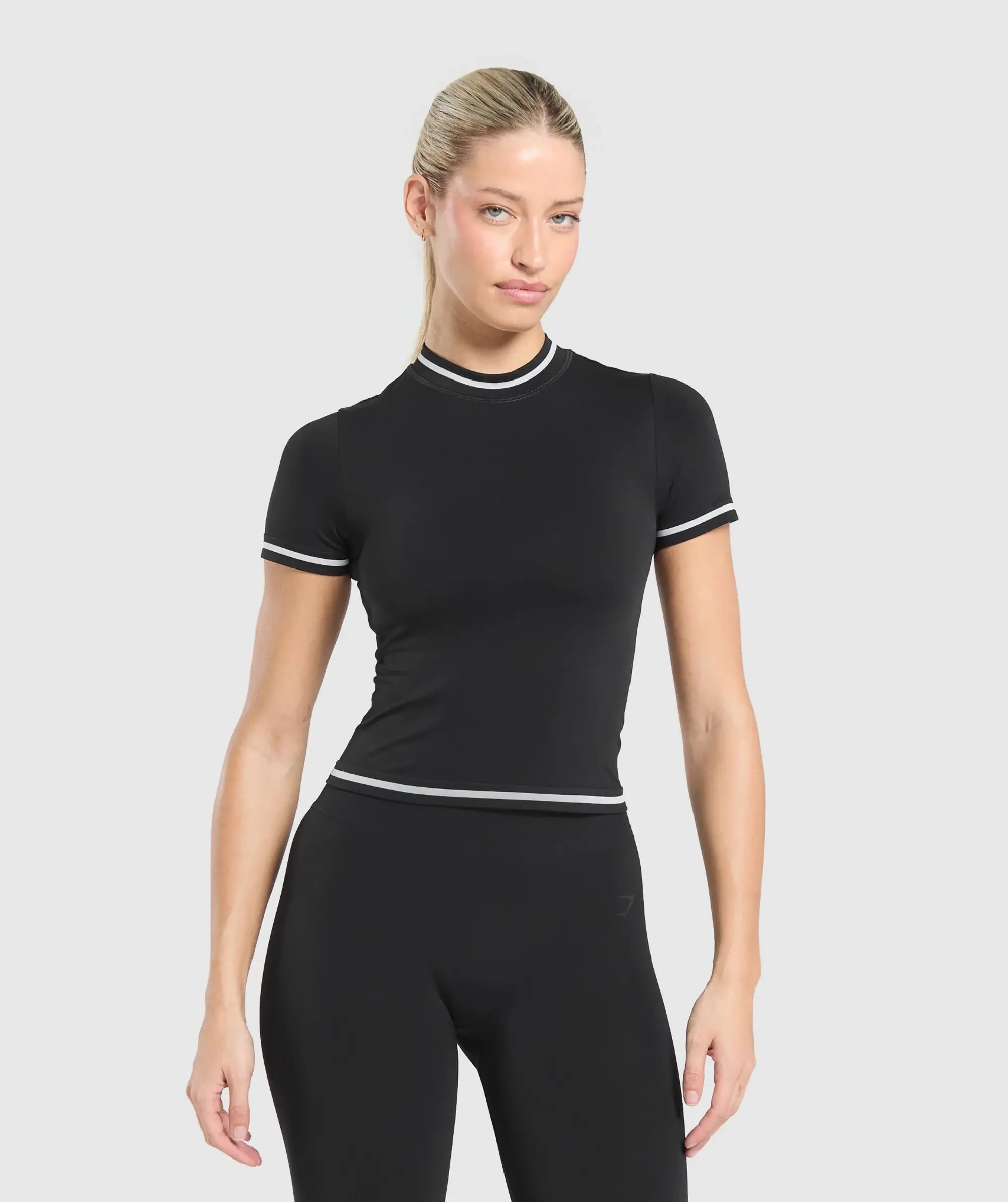 Gymshark Contrast Seamless Midi Tee - Black