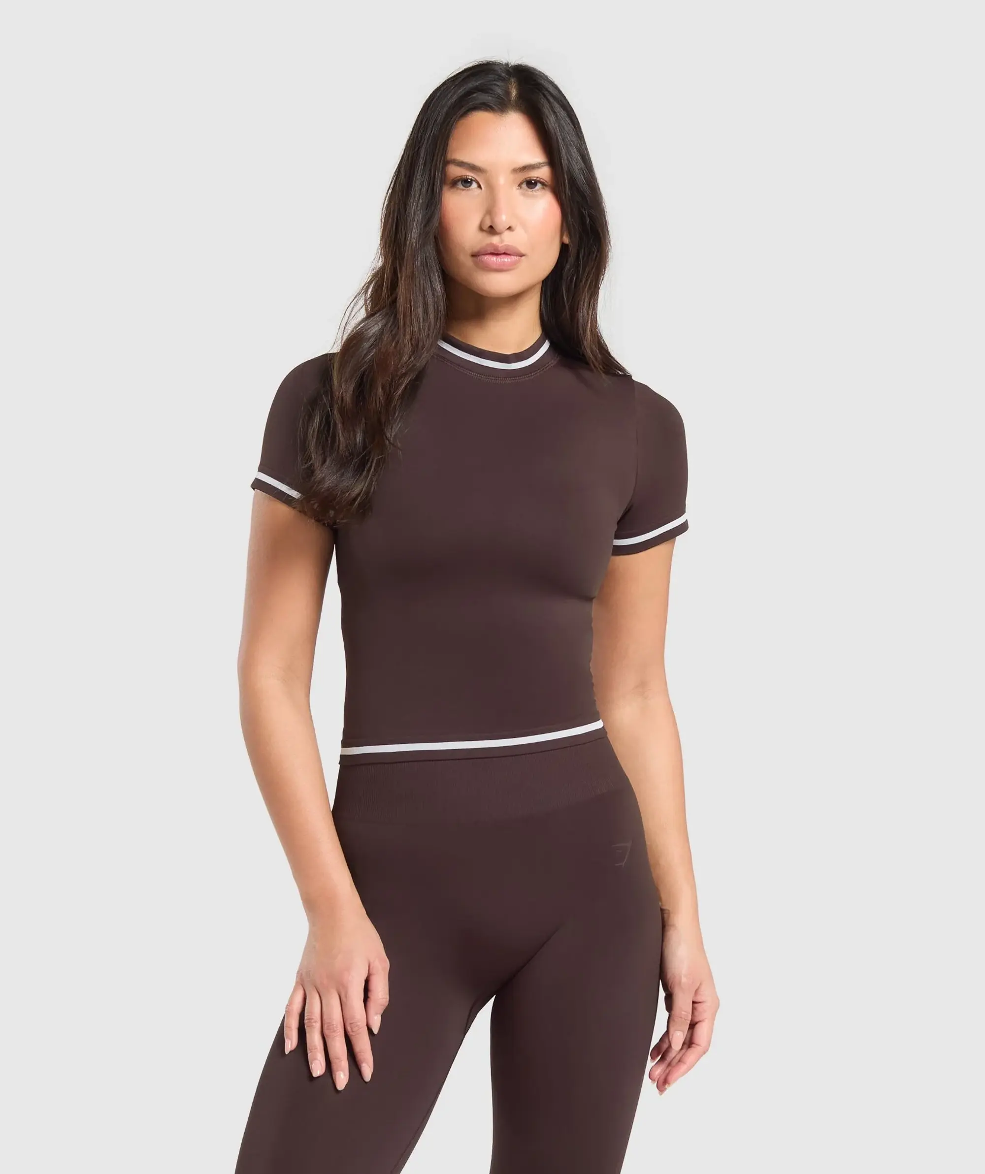 Gymshark Contrast Seamless Midi Tee - Heritage Brown