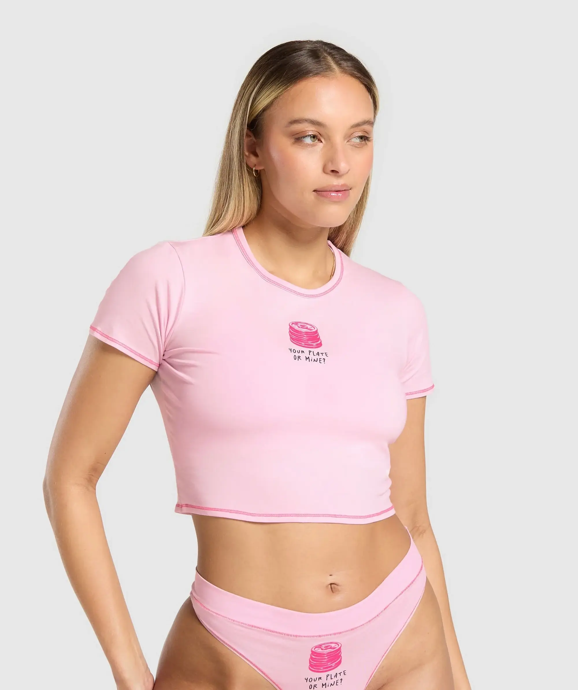 Gymshark Your Plate or Mine Baby Tee - Dolly Pink