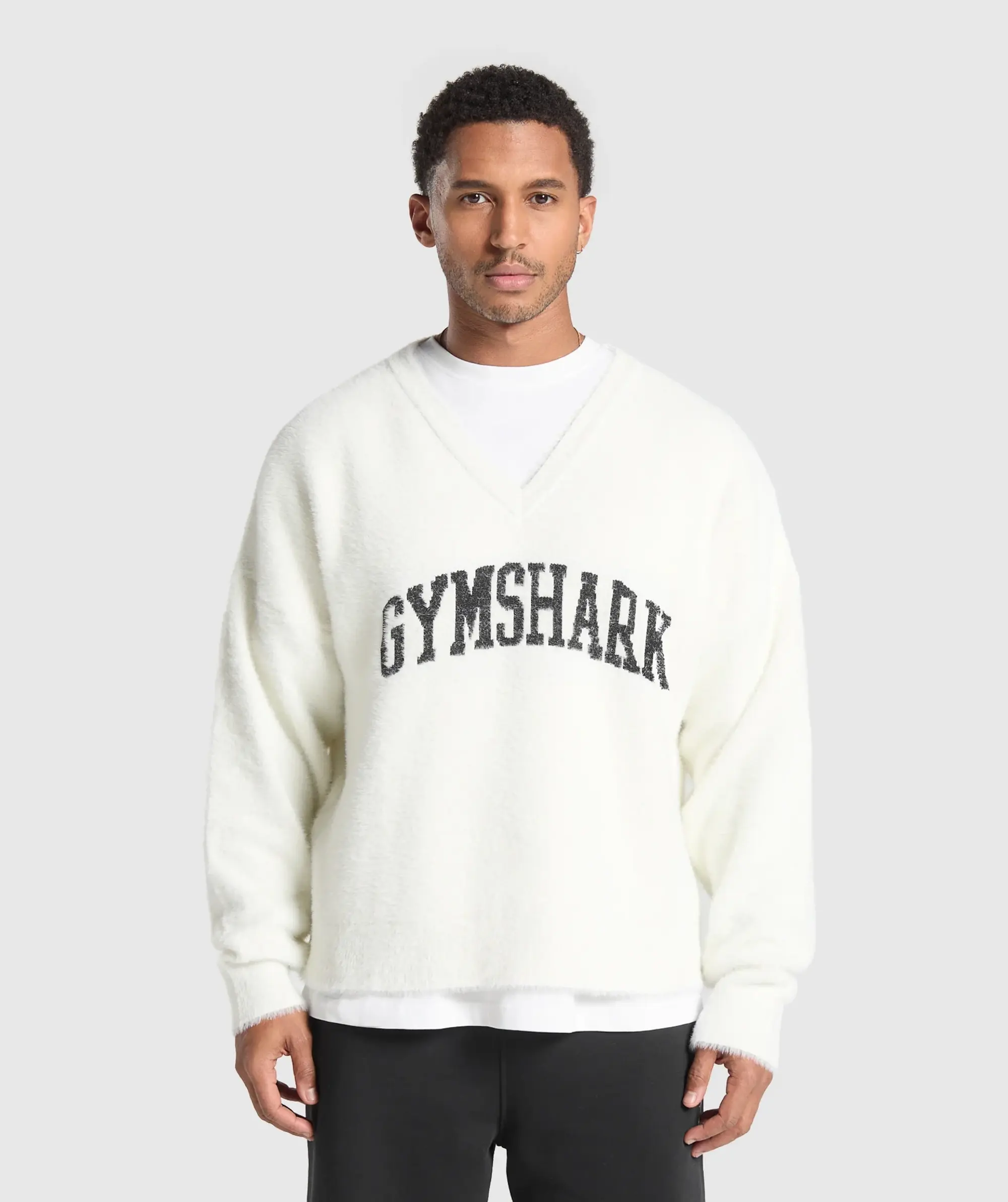 Gymshark V-Neck Knitted Jumper - Skylight White