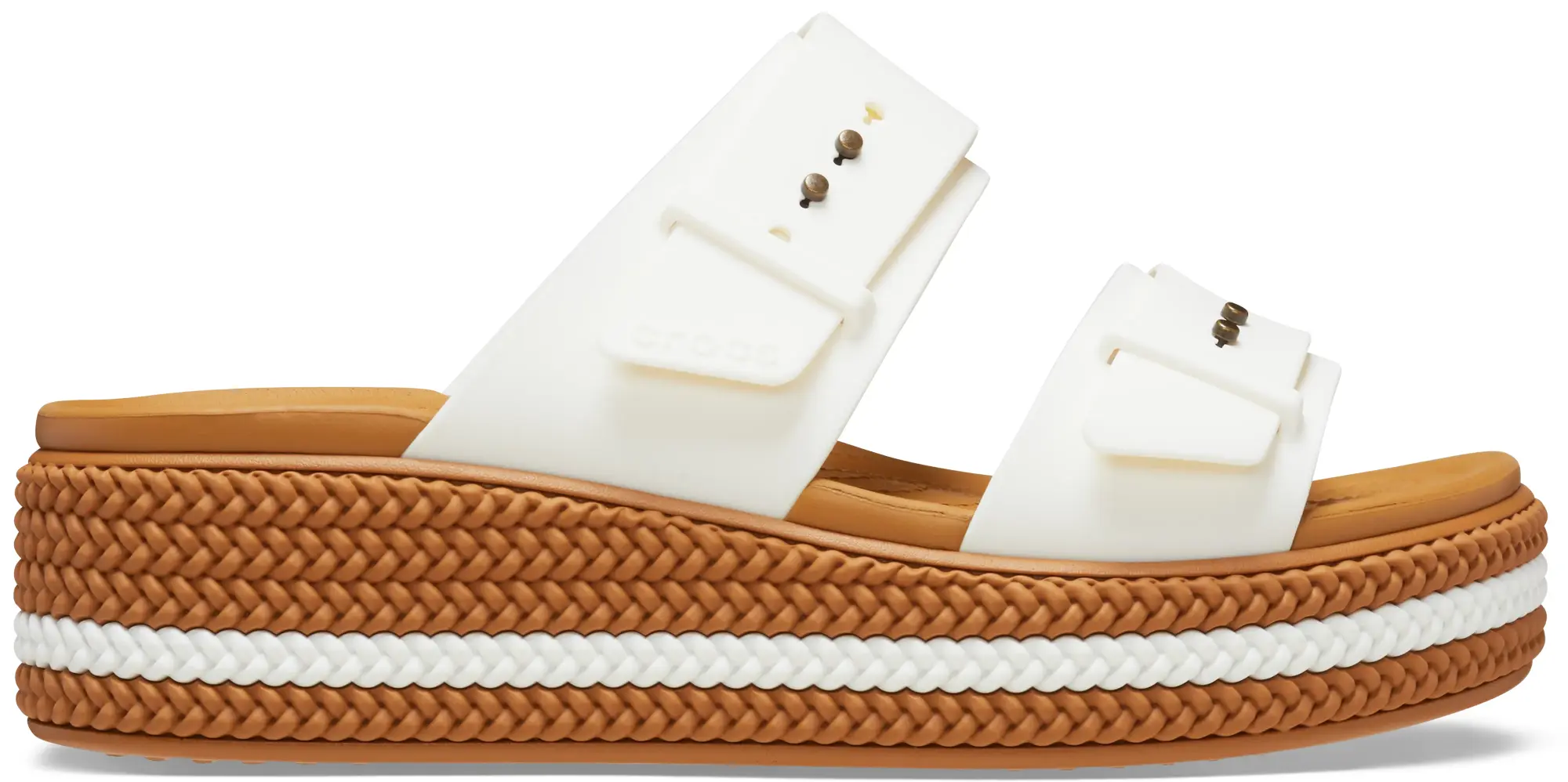 Crocs | Women | Brooklyn Woven Buckle | Sandals | Chalk | 7