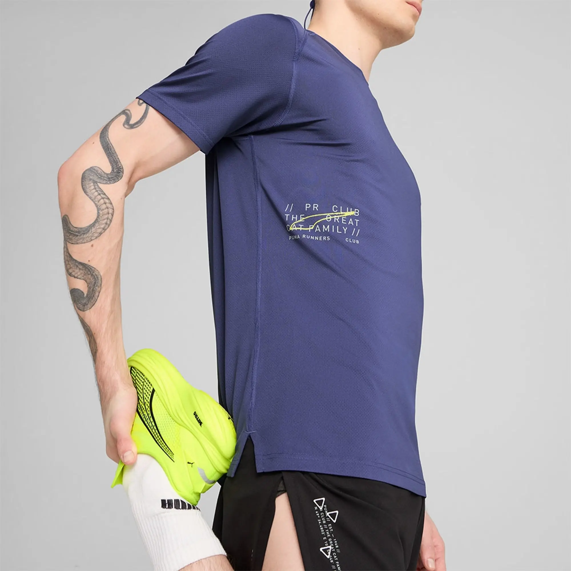 Puma M Run Graphic Mesh Tee Blue Crystal - ['Blue']