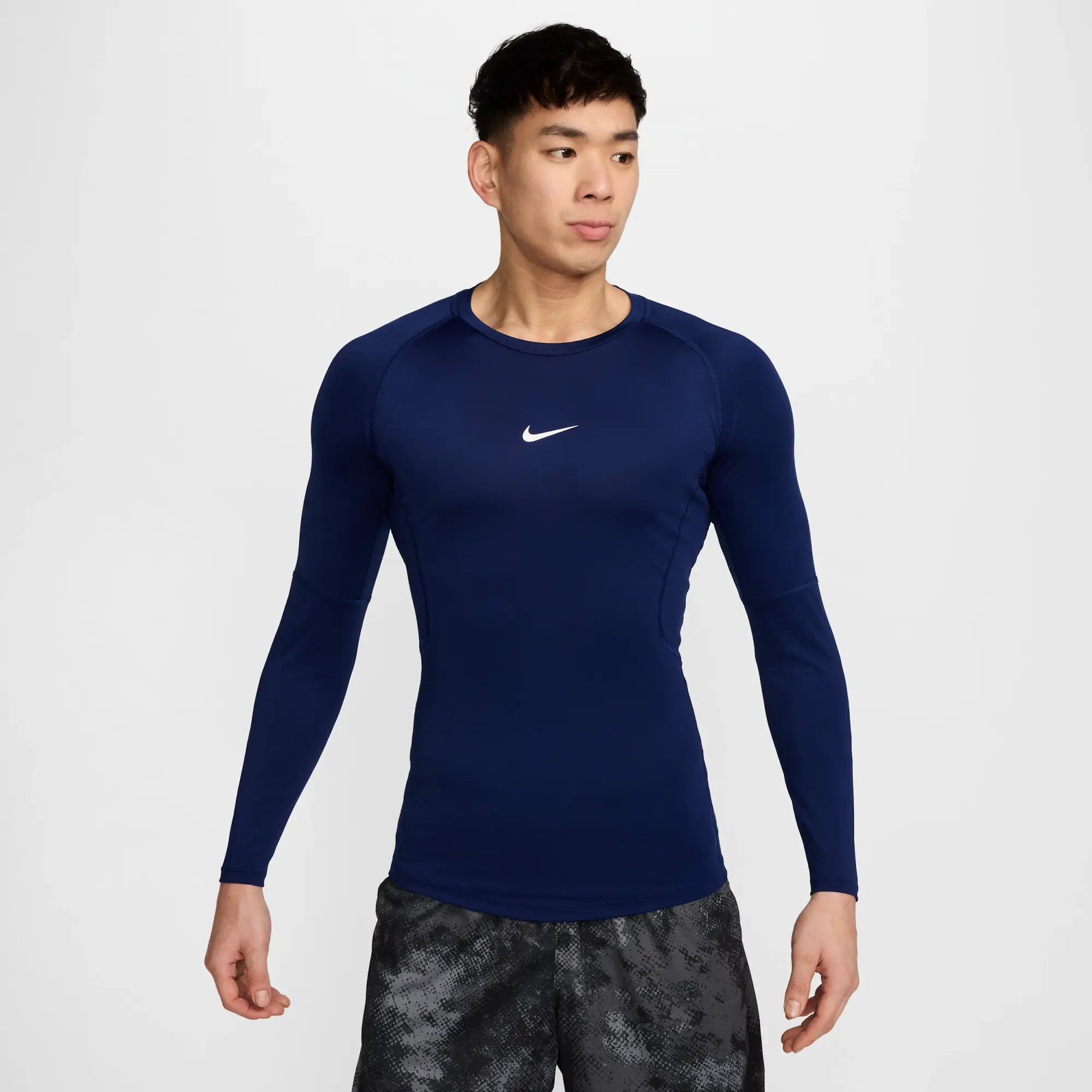 Nike Pro Men's Dri-FIT Tight Long-Sleeve Fitness Top - Blue - Polyester/Elastane