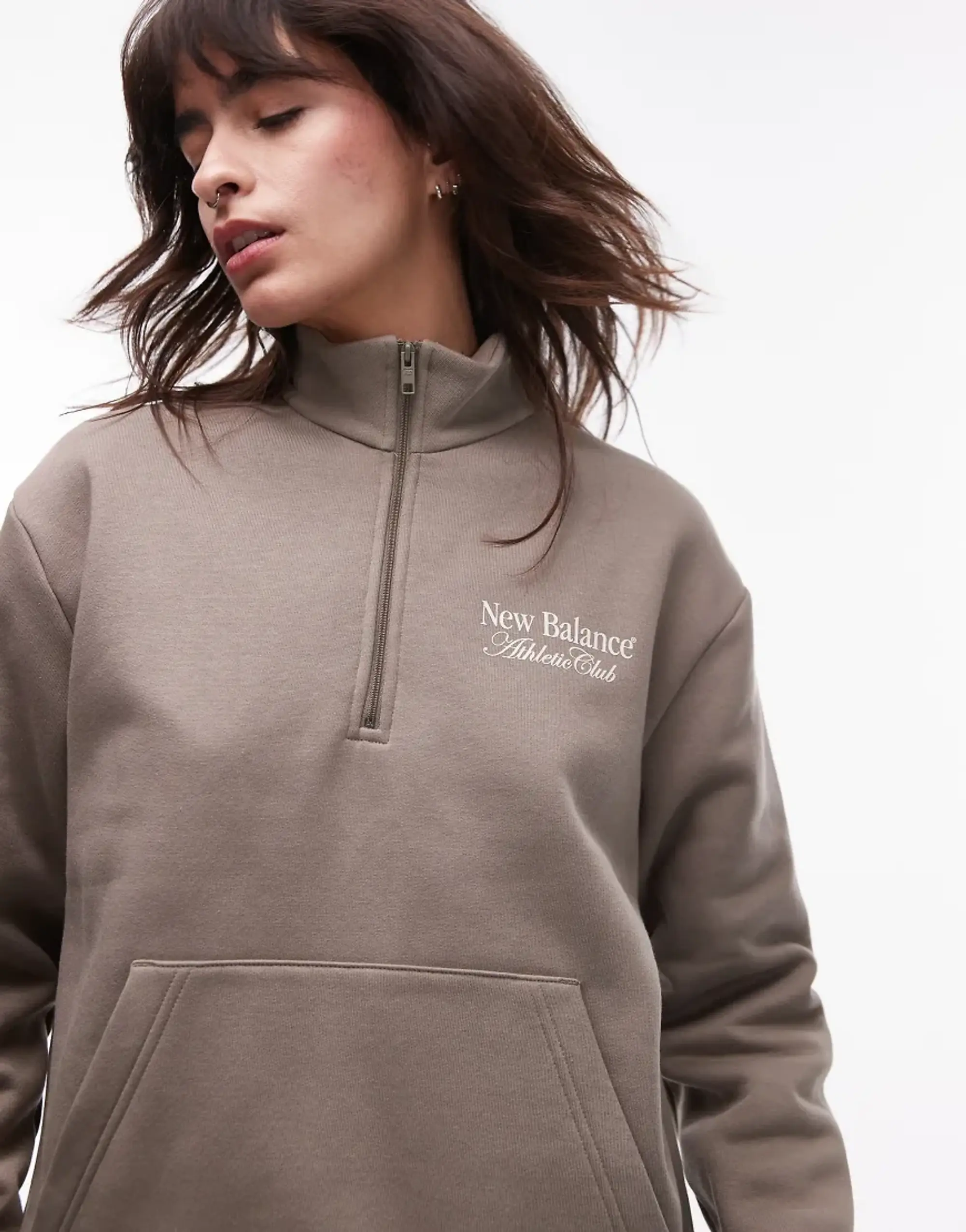 New Balance Graphic Half Zip Hoodie In Grey