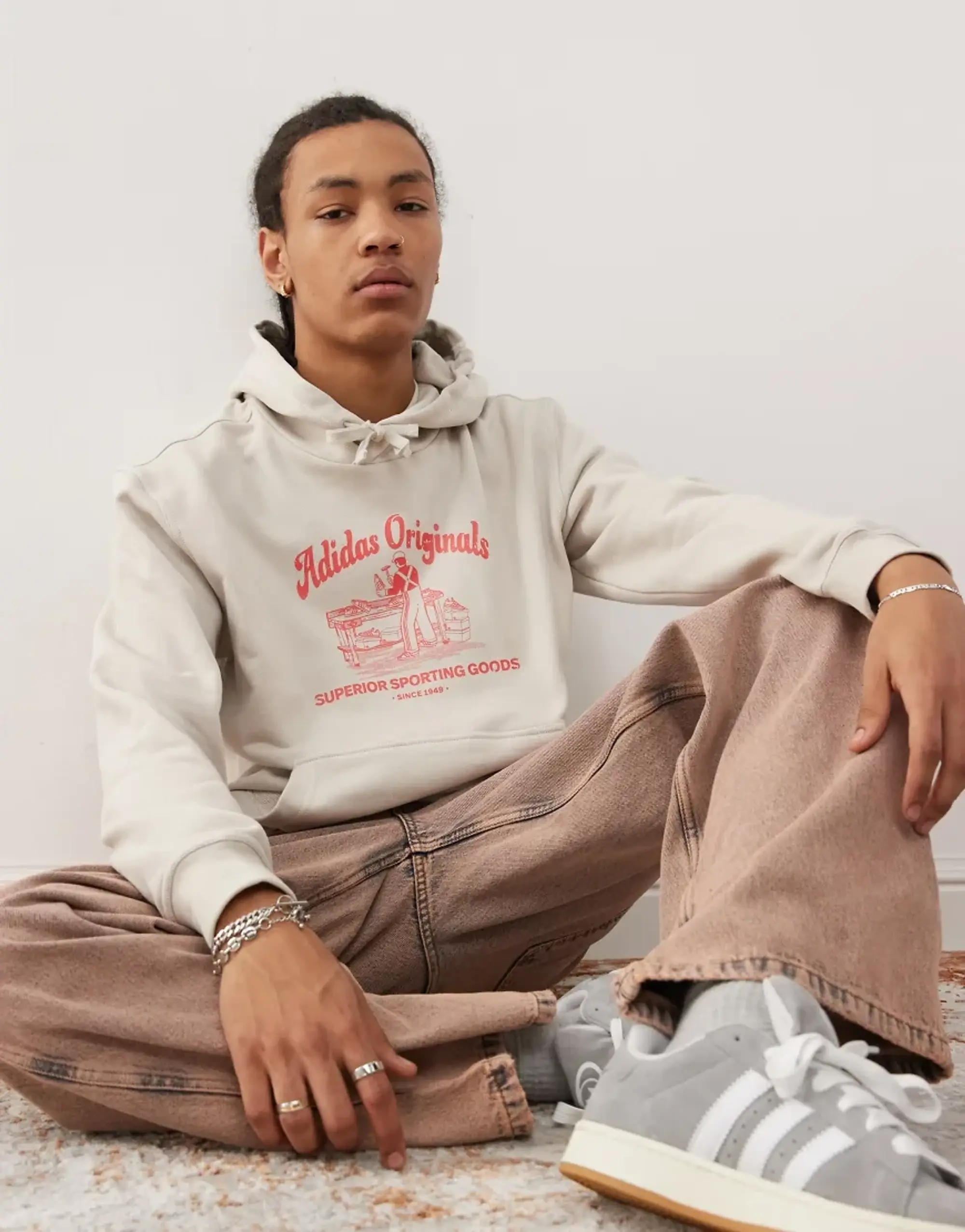 Adidas Originals Wabash Graphic Hoodie In Grey