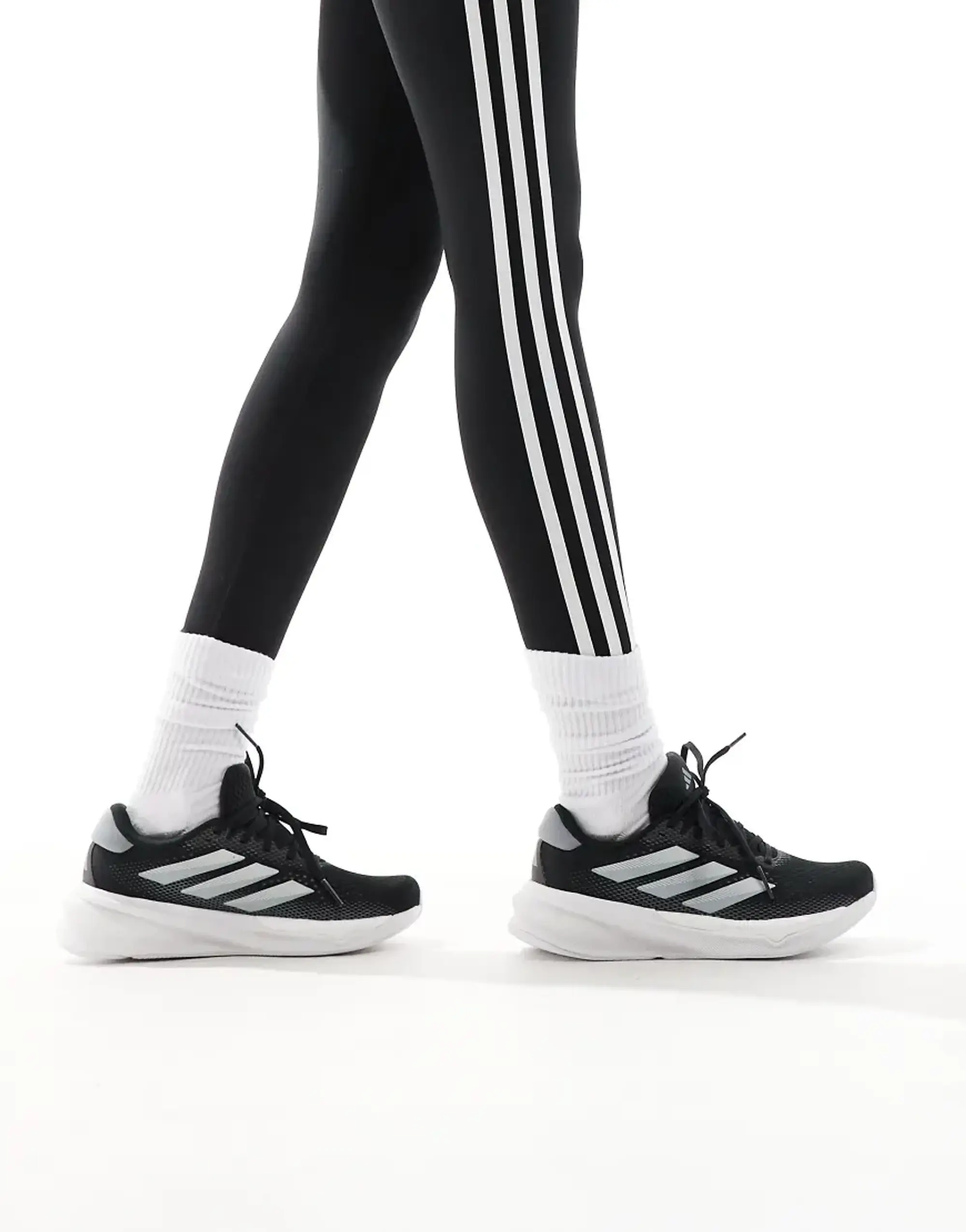 Adidas Running Supernova Stride 2 In Black Grey And White