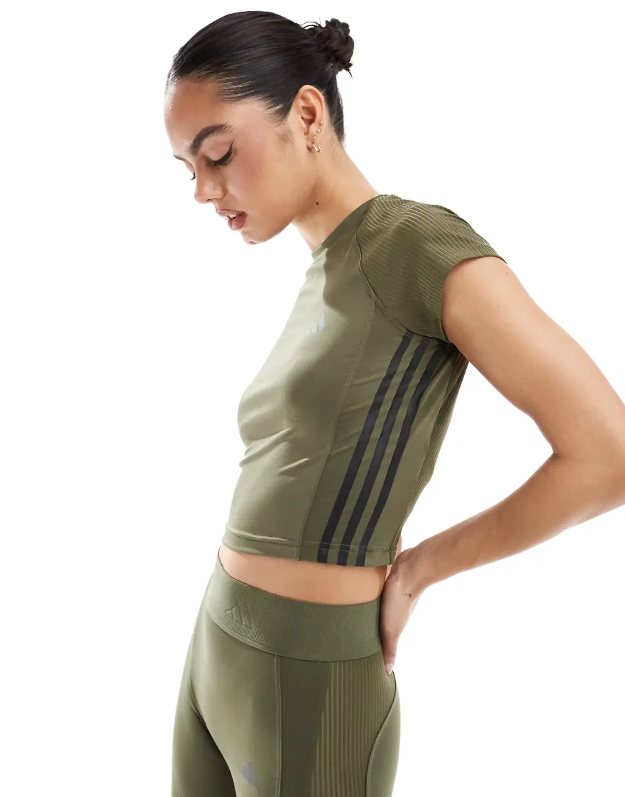 Adidas Training Hyperglam T-Shirt In Olive Green