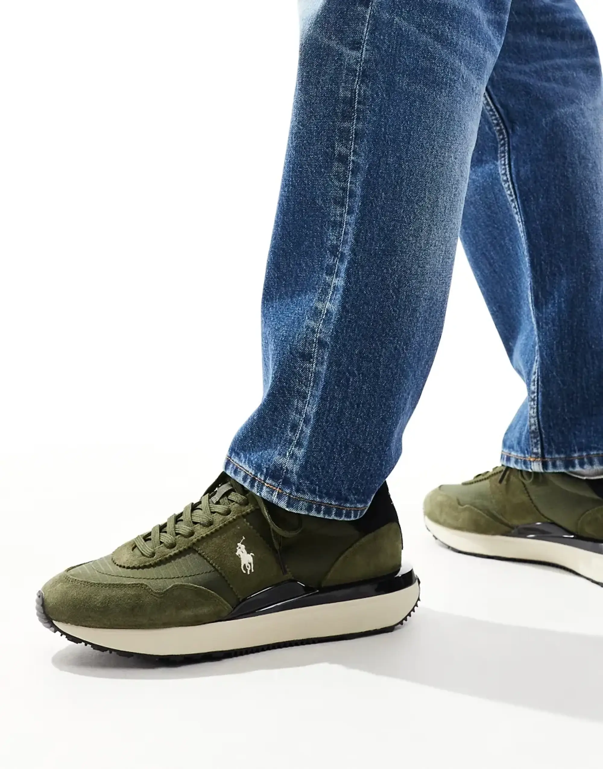 Polo Ralph Lauren Train '89 Trainer In Olive With Pony Logo-Green