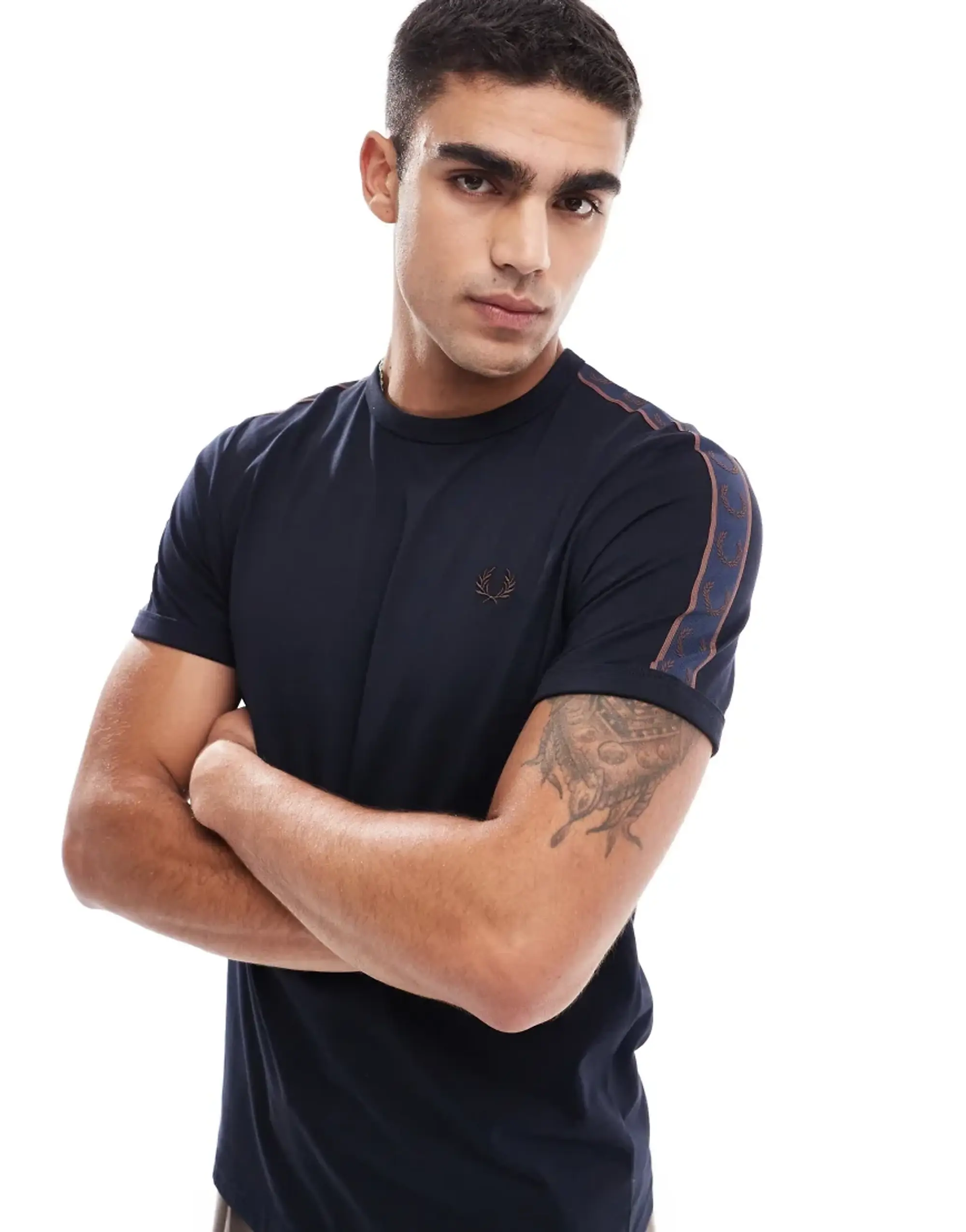 Fred Perry Contrast Tape Ringer T-Shirt In Navy