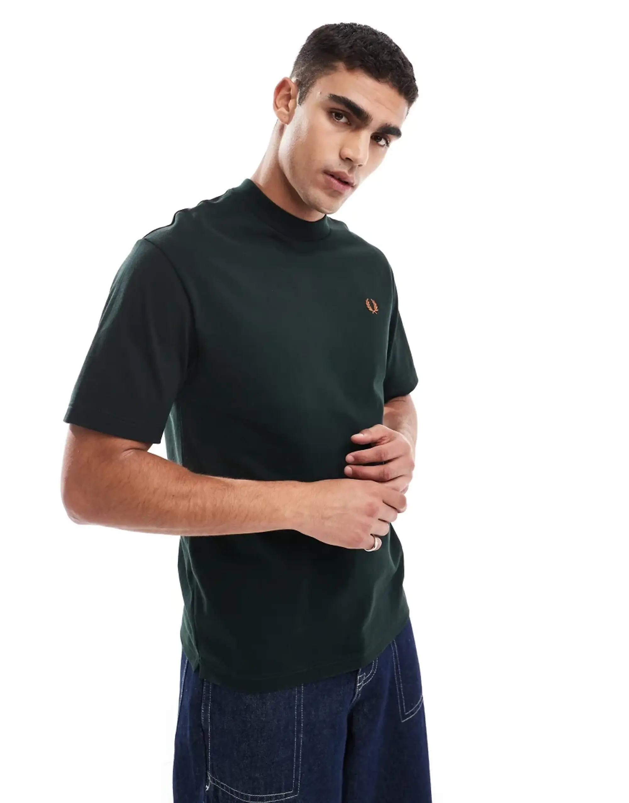 Fred Perry Oversized Heavyweight T-Shirt In Forest Green