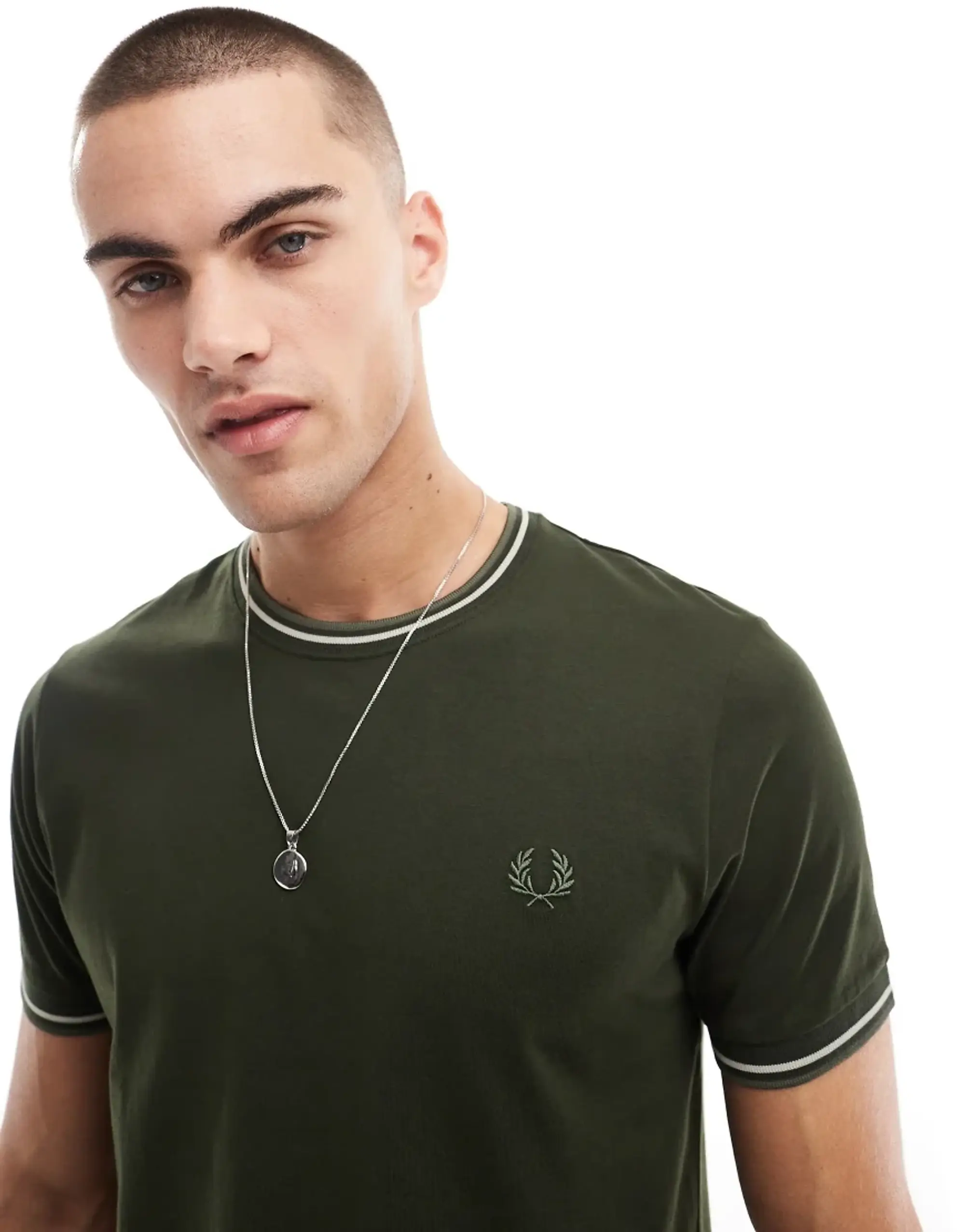 Fred Perry Twin Tipped T-Shirt In Khaki Green