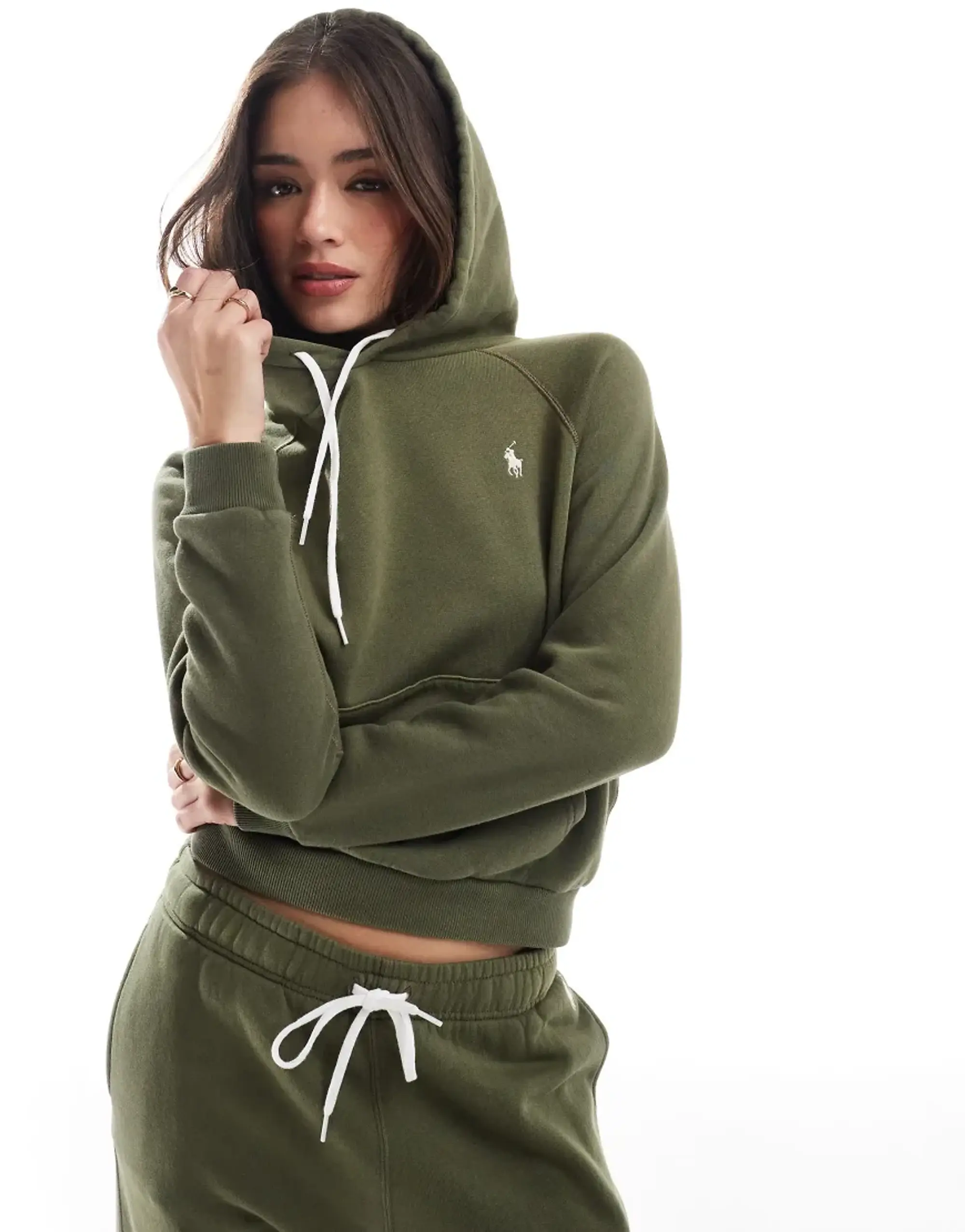 Polo Ralph Lauren Co-Ord Logo Hoodie In Dark Green