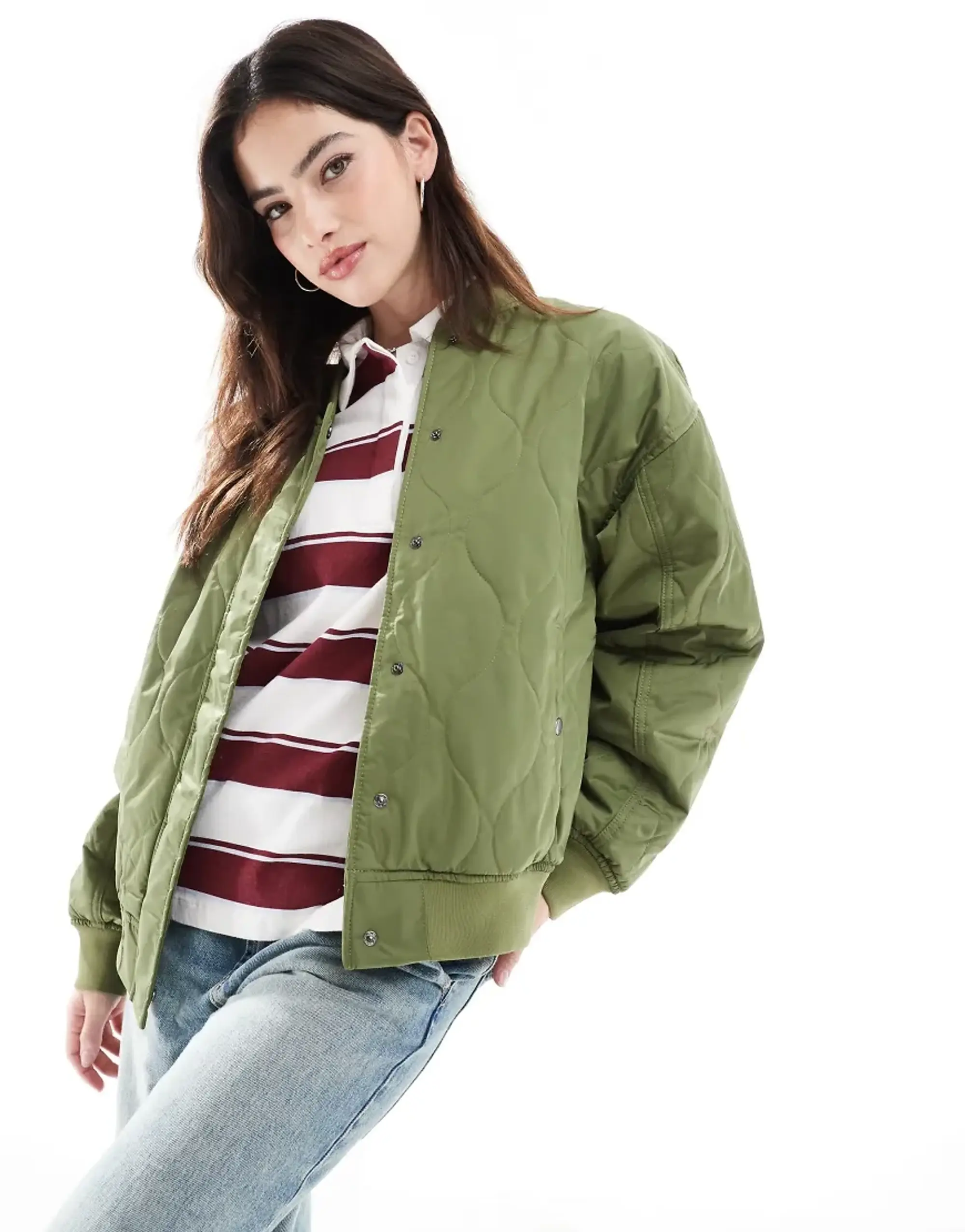 Vans Bennett Quilted Bomber Jacket In Loden Green