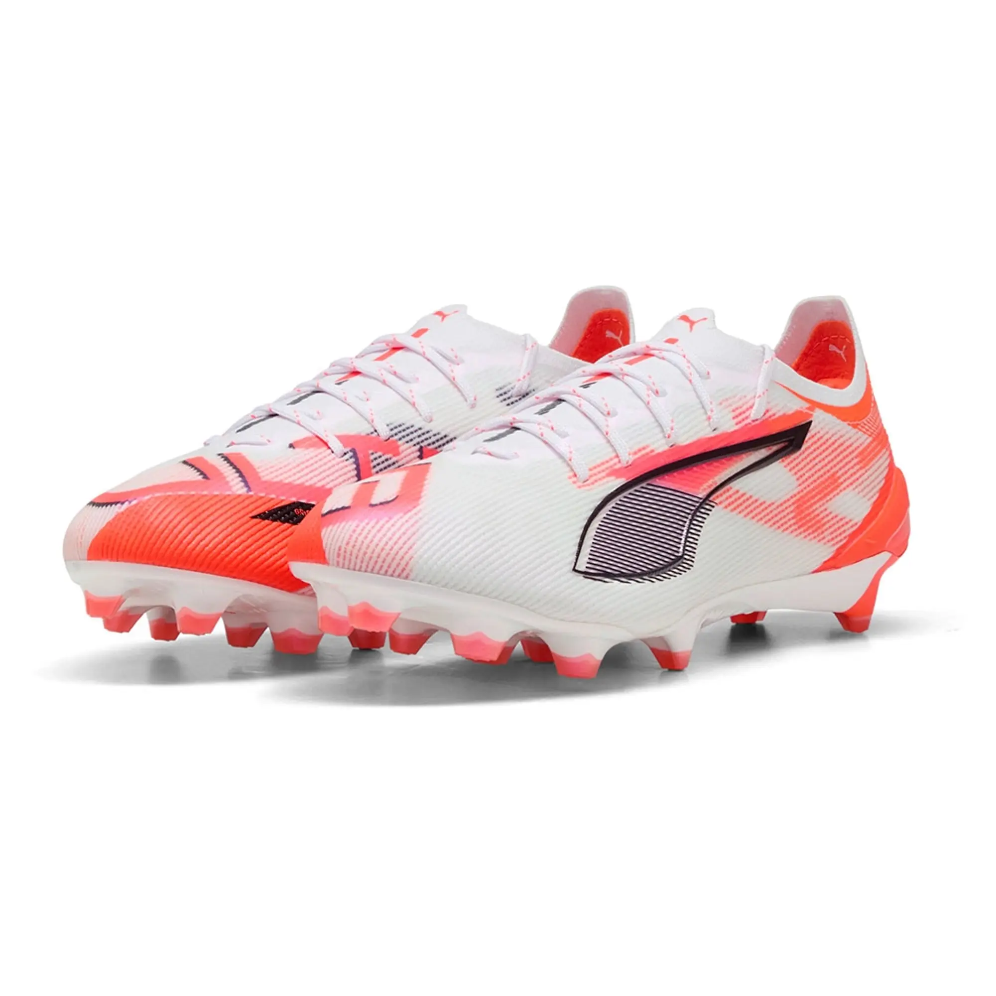 PUMA Ultra 5 Ultimate FG Football Boots, White/Black/Glowing Red