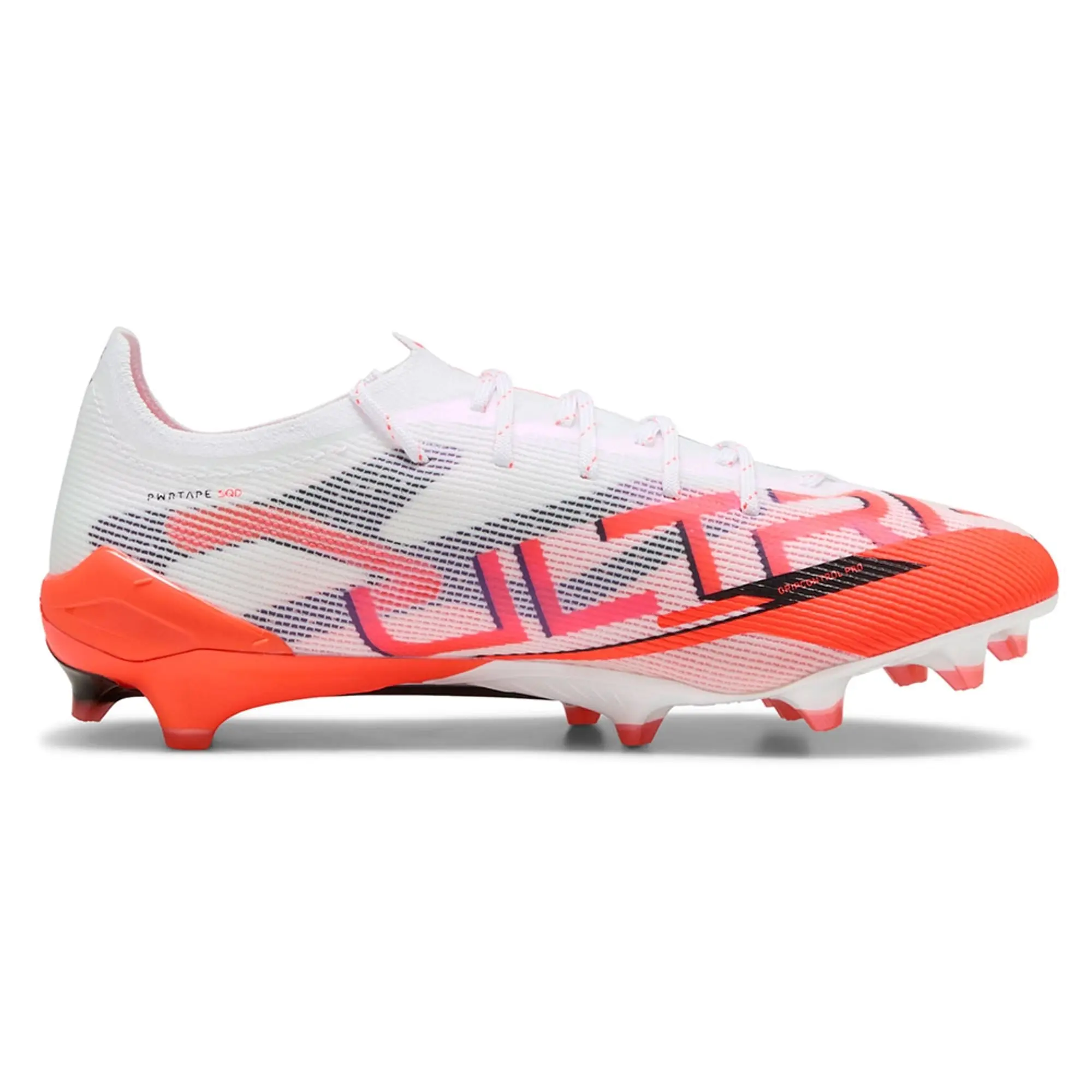 PUMA Ultra 5 Ultimate FG Football Boots, White/Black/Glowing Red