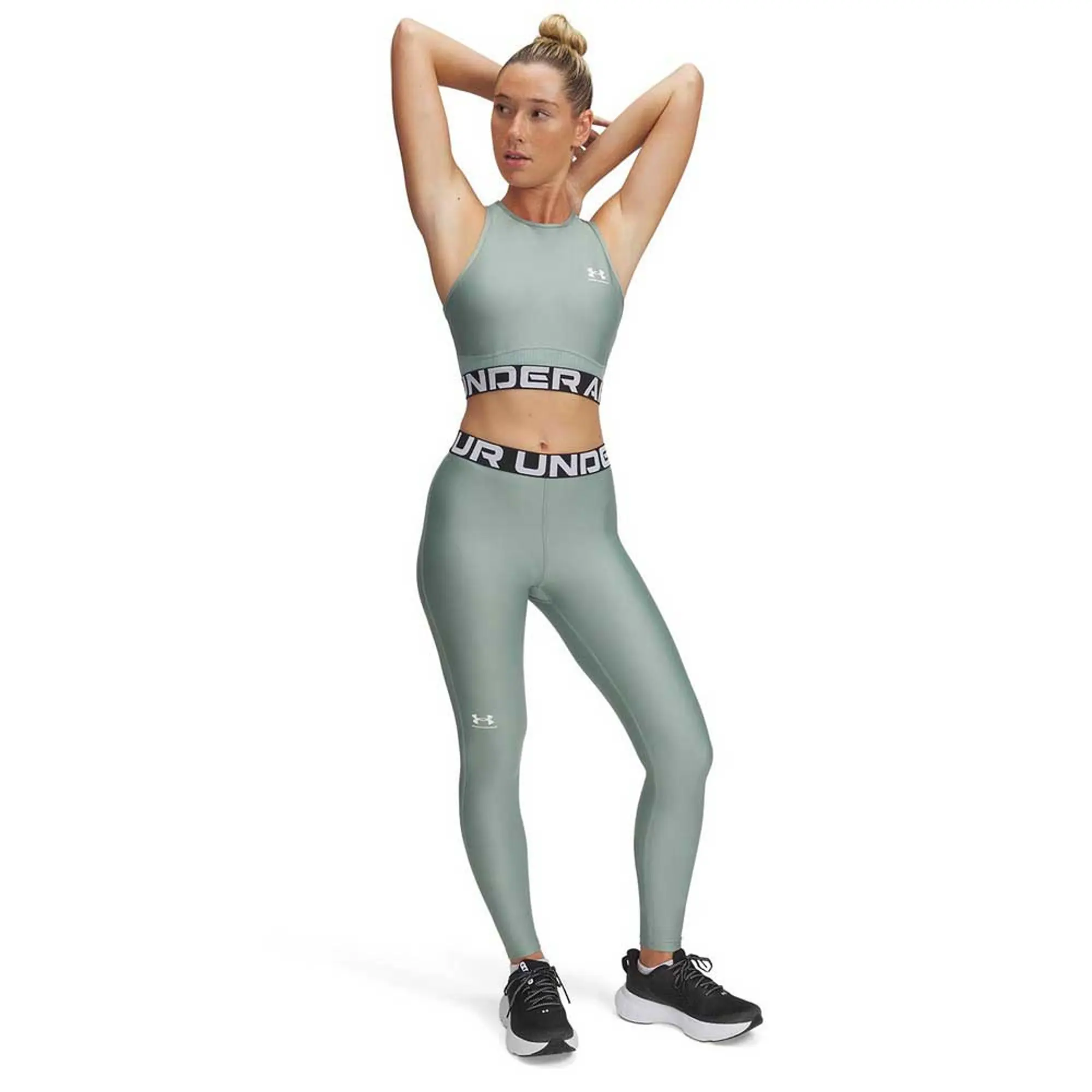 Under Armour Women's HeatGear® Leggings Silica Green / White XXL