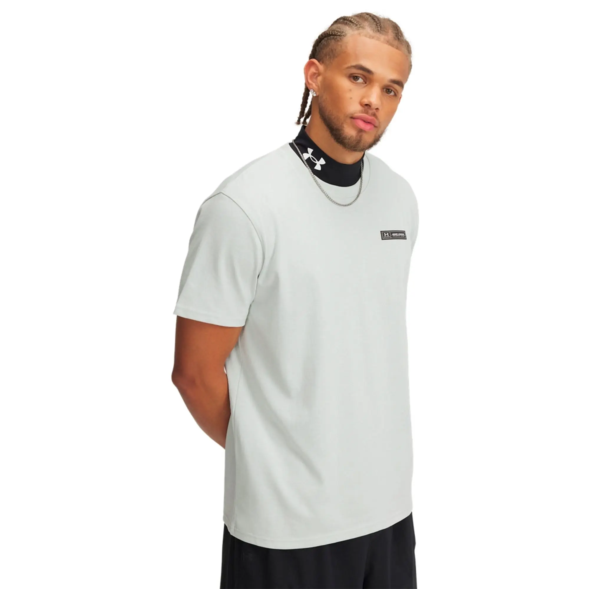 Men's  Under Armour  Heavyweight Armour Label Short Sleeve Hydro Green / Black XXL