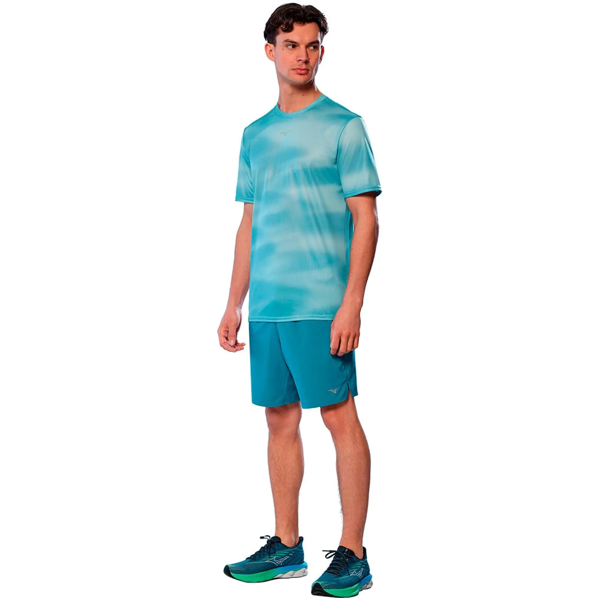 Mizuno Core Graphic Tee Running Shirt Men - Blue, Green