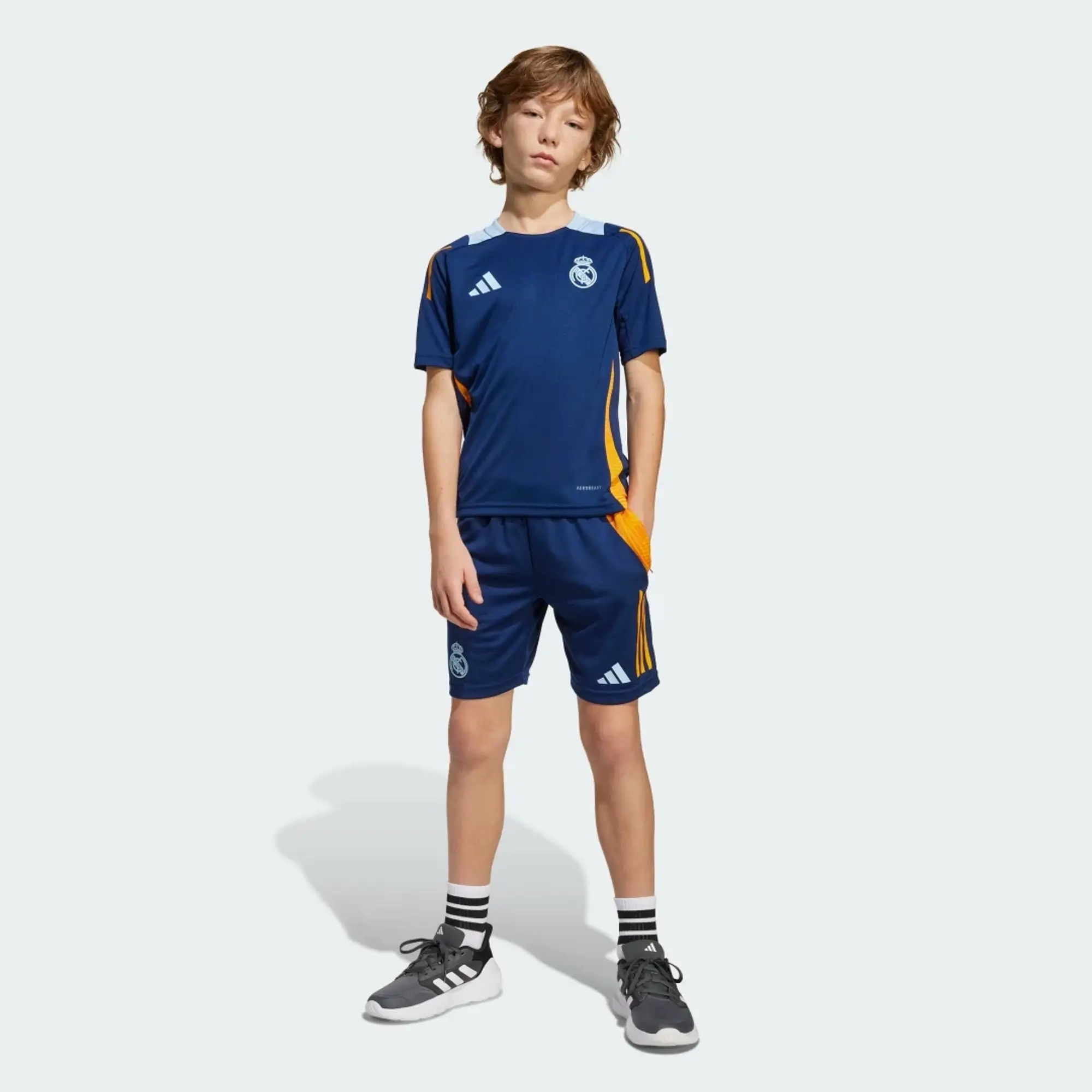 adidas Real Madrid Training T-Shirt Tiro 24 - Team Navy/Crew Orange/Glow Blue Kids - ['Blue']