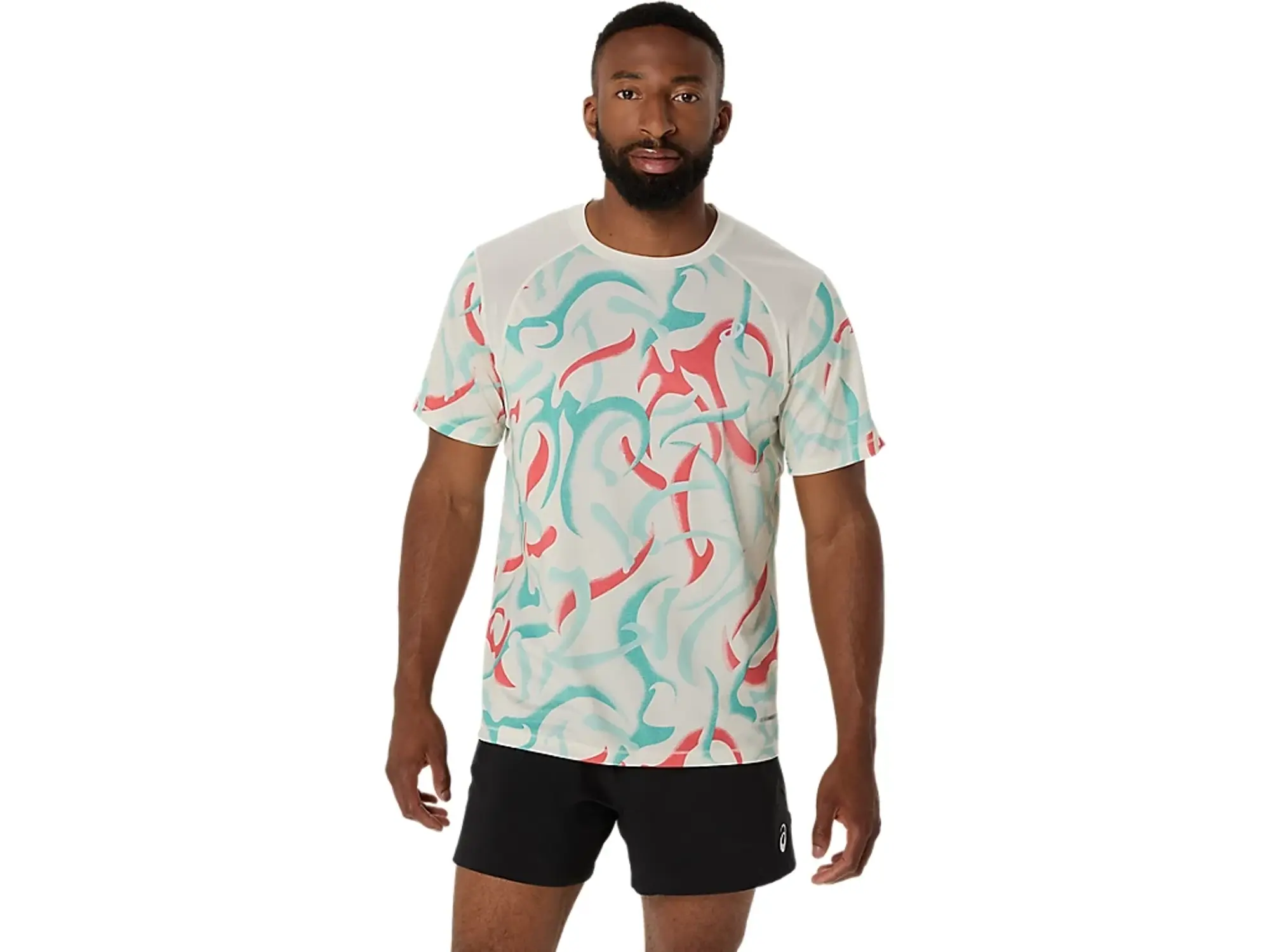 ASICS Road AOP Running Shirt Men - Cream, Multicoloured