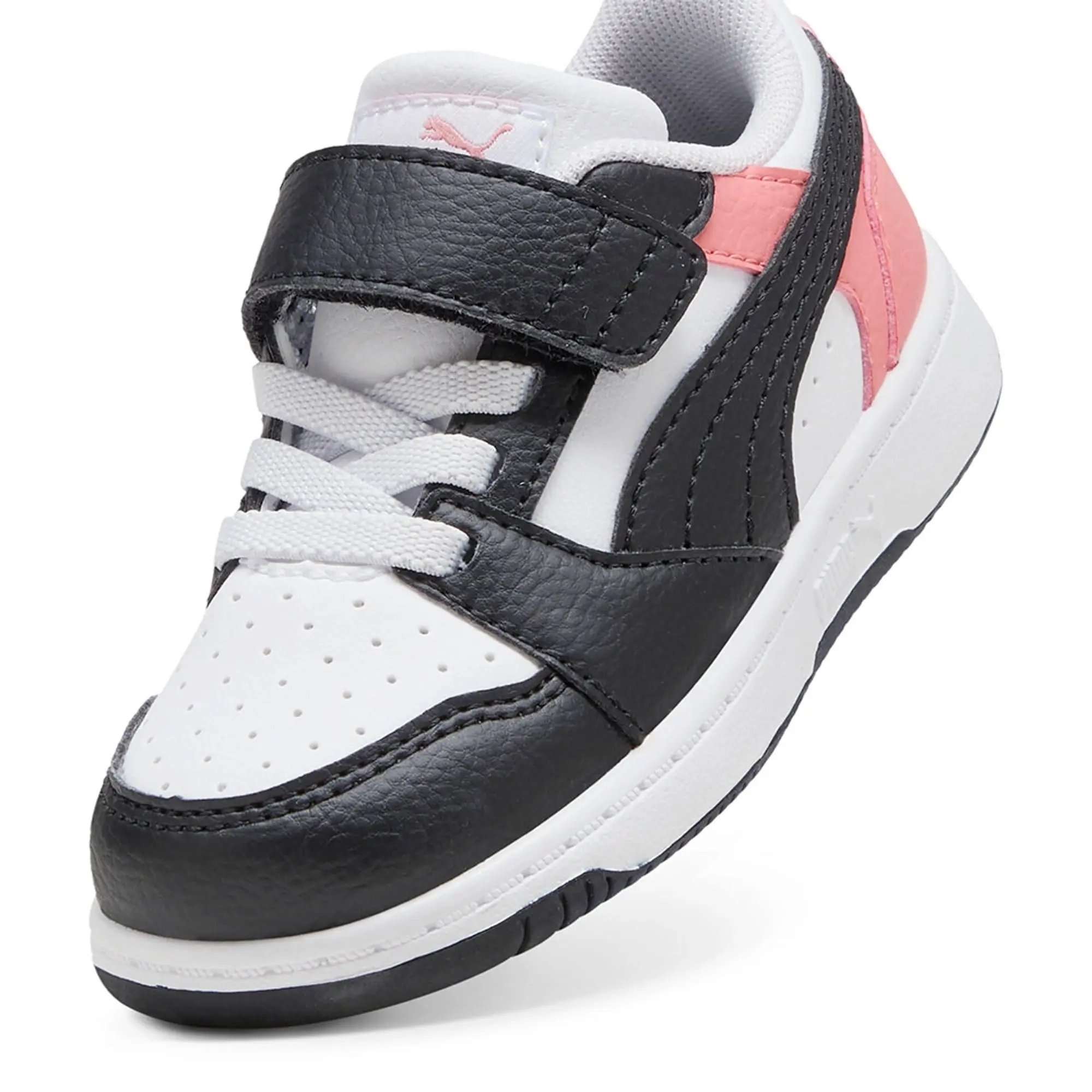 PUMA Rebound V6 Lo Toddlers' Sneakers, White/Black/Pink Fruit