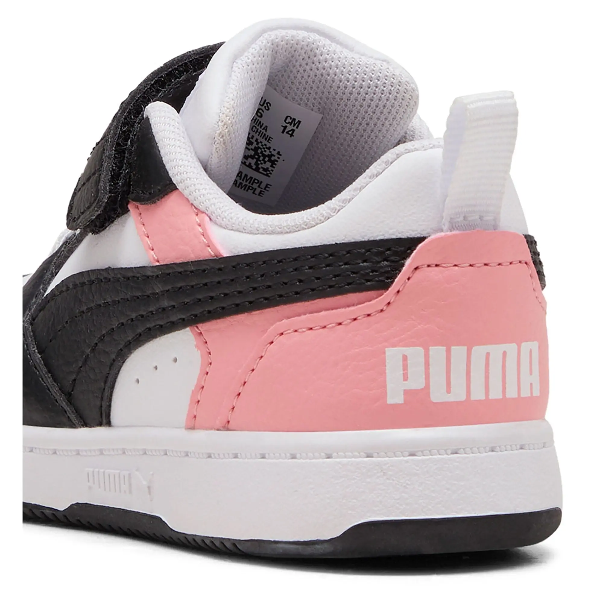 PUMA Rebound V6 Lo Toddlers' Sneakers, White/Black/Pink Fruit