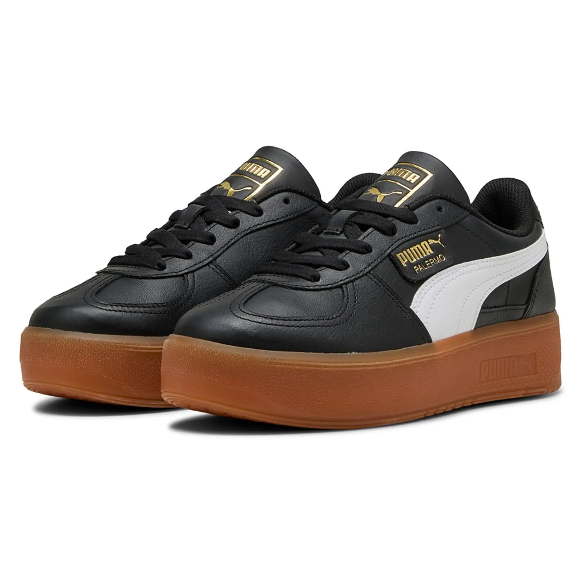 PUMA Palermo Elevata Leather Sneakers Women, Black/Gum