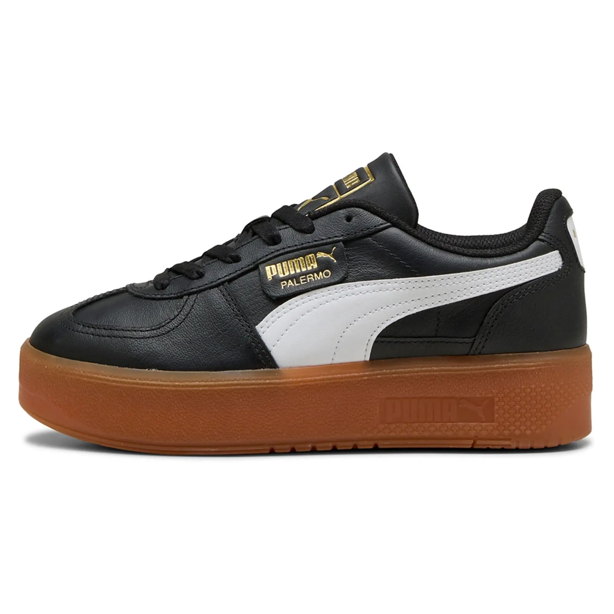 PUMA Palermo Elevata Leather Sneakers Women, Black/Gum