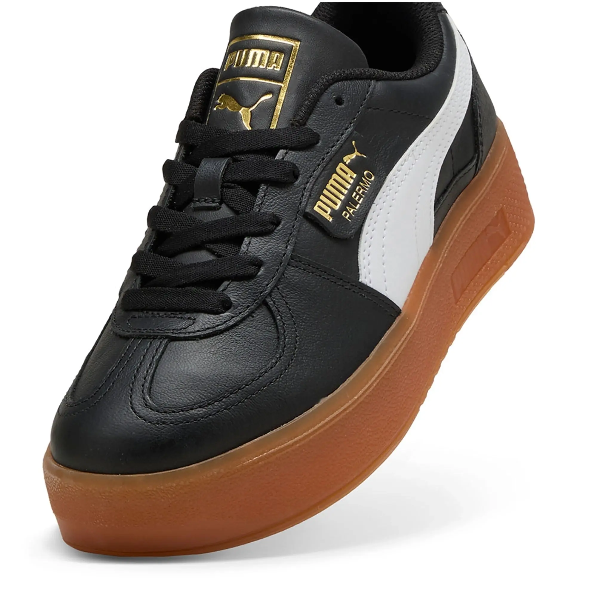 PUMA Palermo Elevata Leather Sneakers Women, Black/Gum