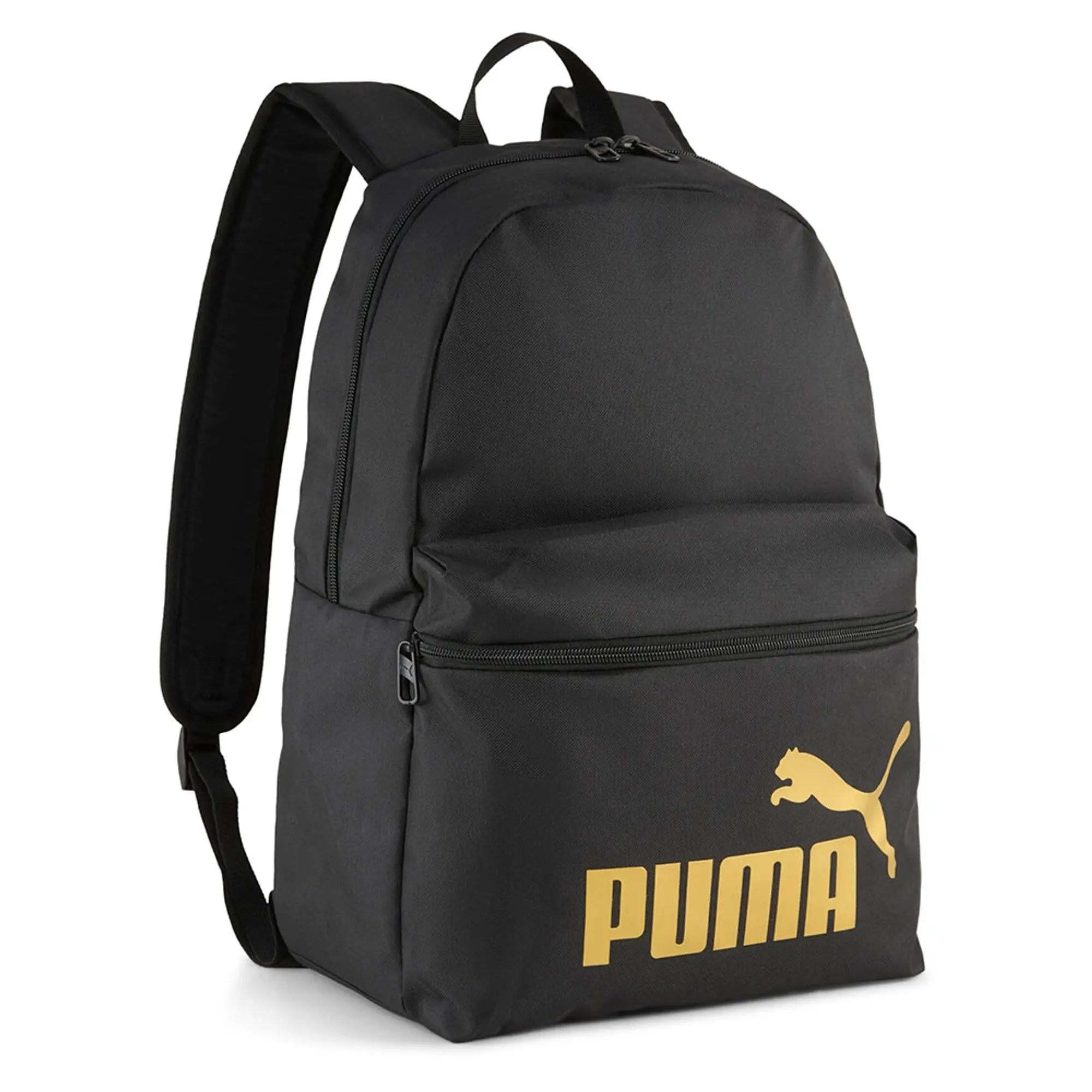 PUMA Phase Backpack, Black/Gold. Logo