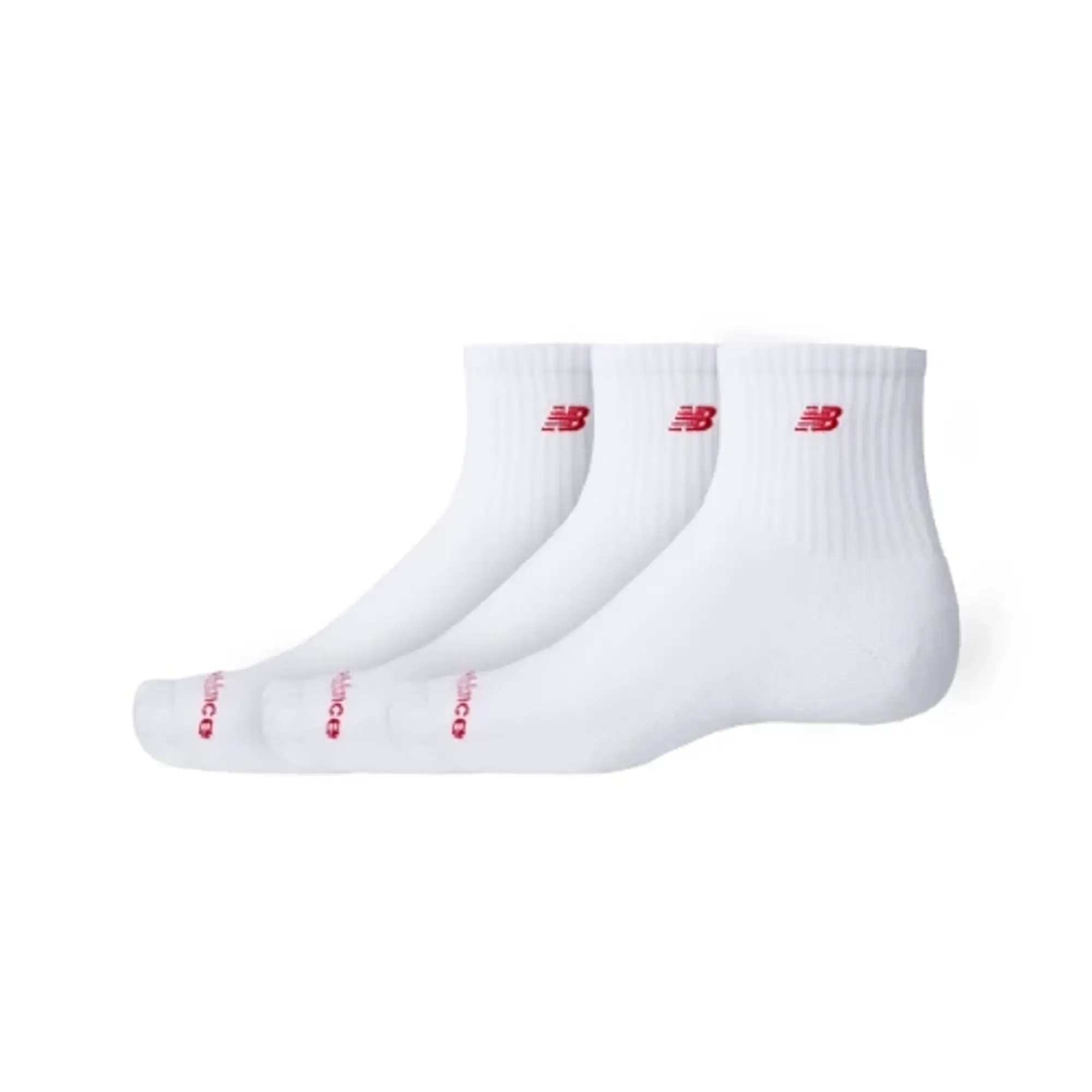 New Balance Unisex Patch Logo Ankle 3 Pack in White Cotton