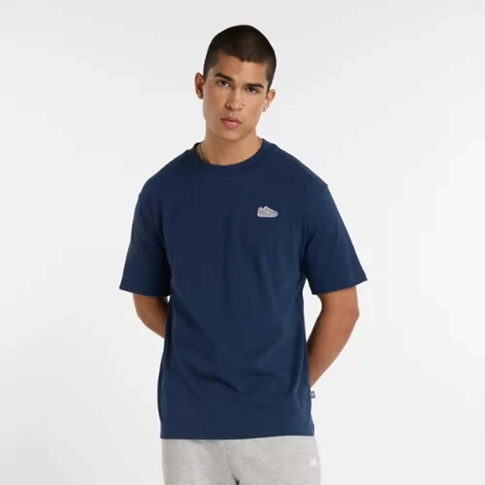 New Balance Men's Athletics 574 Patch T-Shirt in Blue Cotton