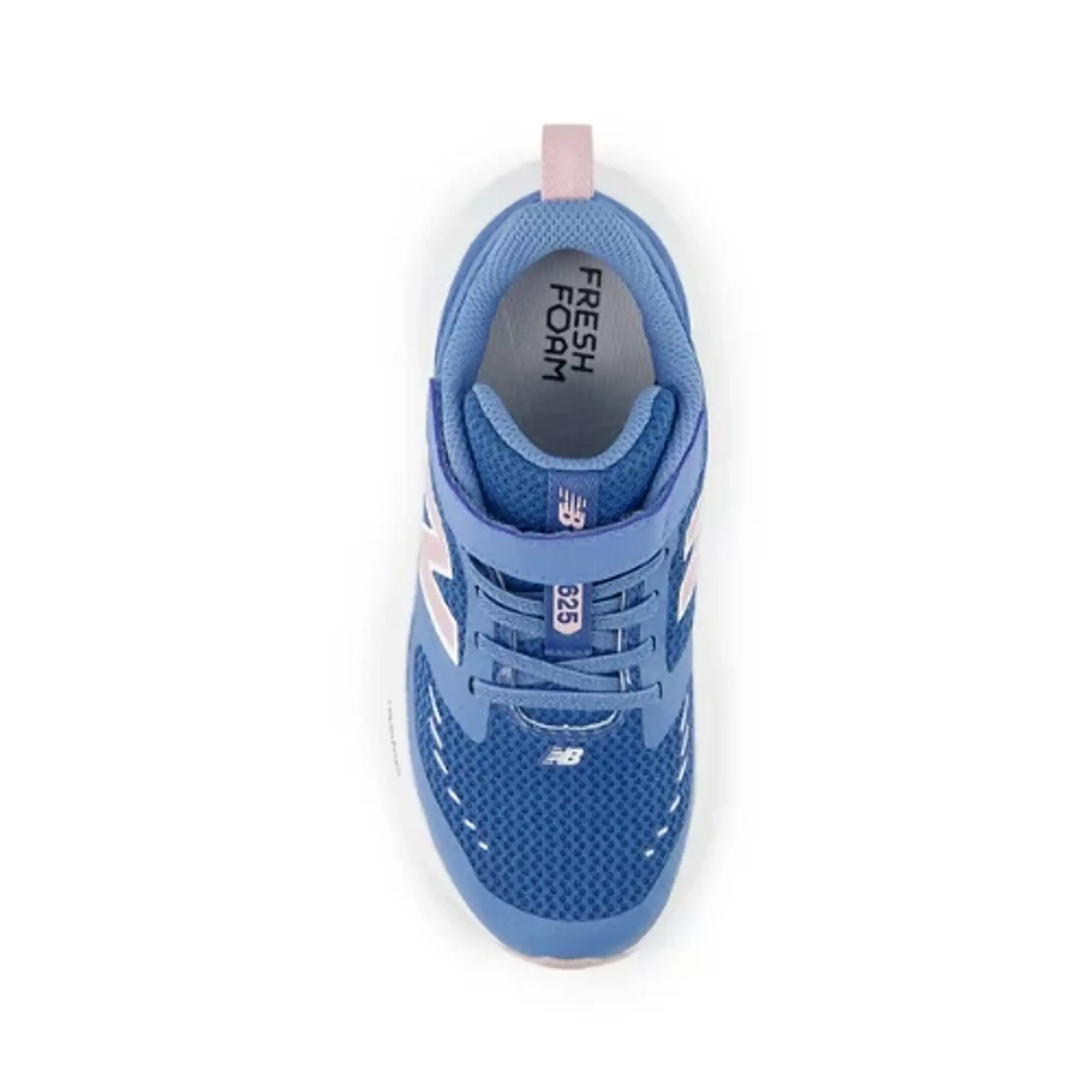New Balance Kids' Fresh Foam 625 Bungee Lace with Top Strap in Blue/Pink Mesh