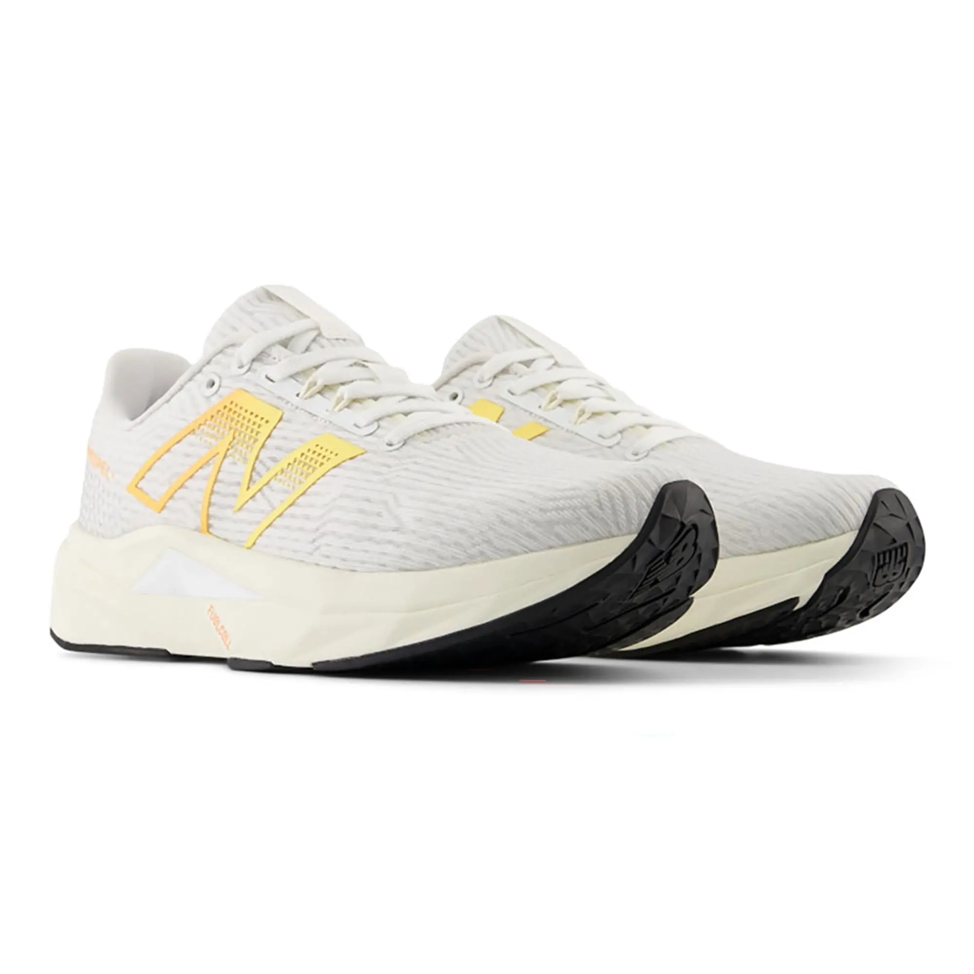 New Balance Women's FuelCell Propel v5 in White/Black/Orange Synthetic