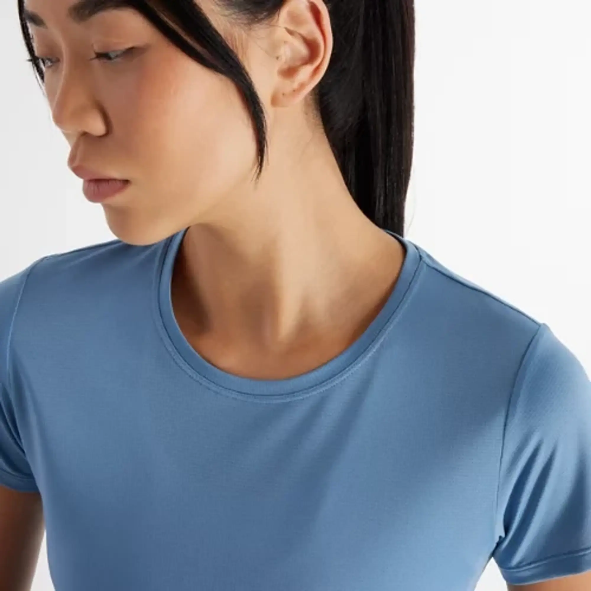 New Balance Women's Core Run Short Sleeve in Blue Poly Knit