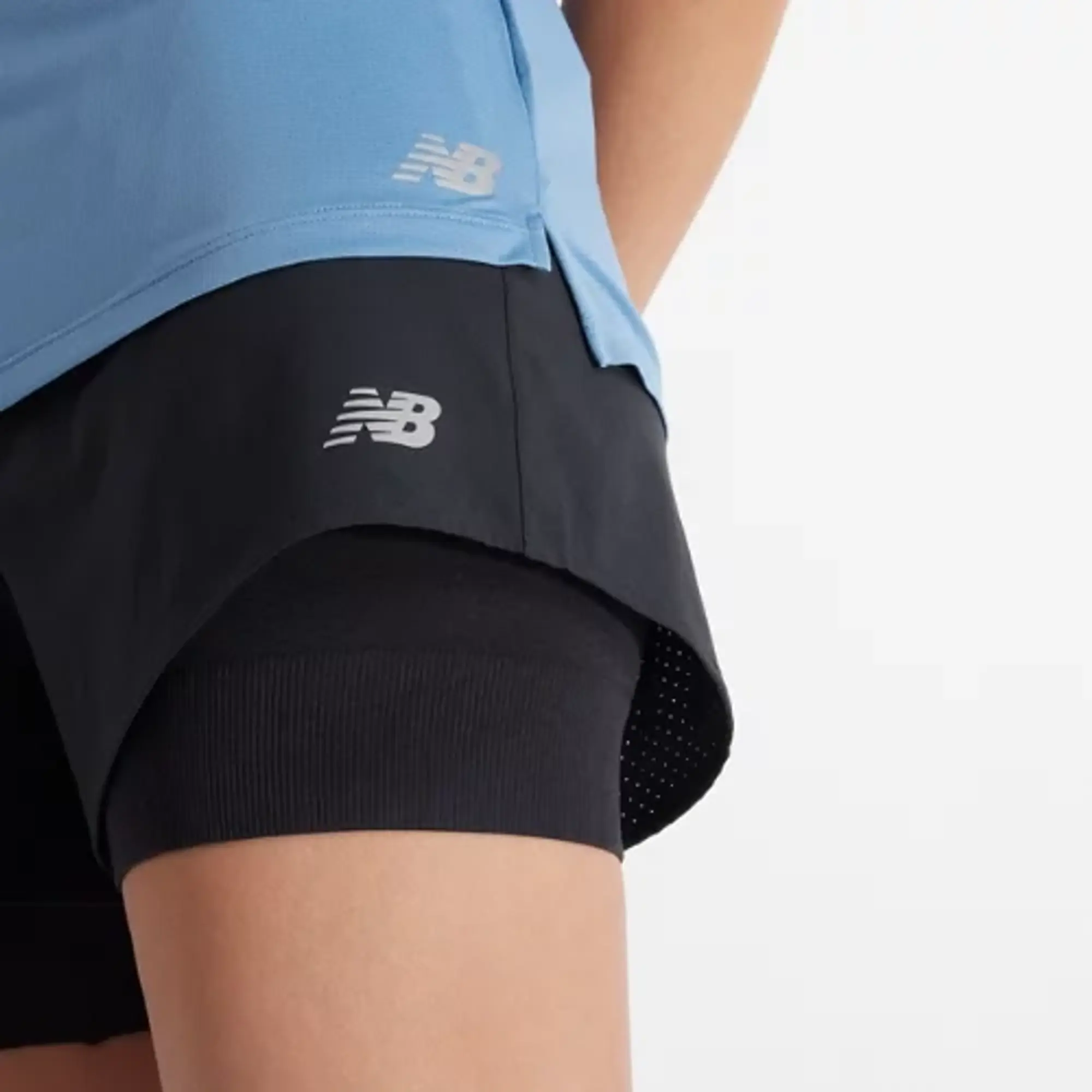 New Balance Women's Core Run Short Sleeve in Blue Poly Knit