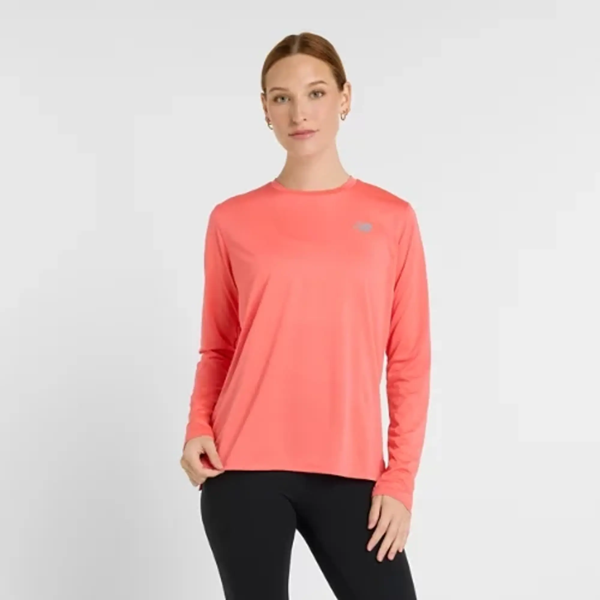 New Balance Women's Sport Essentials Long Sleeve in Red Poly Knit