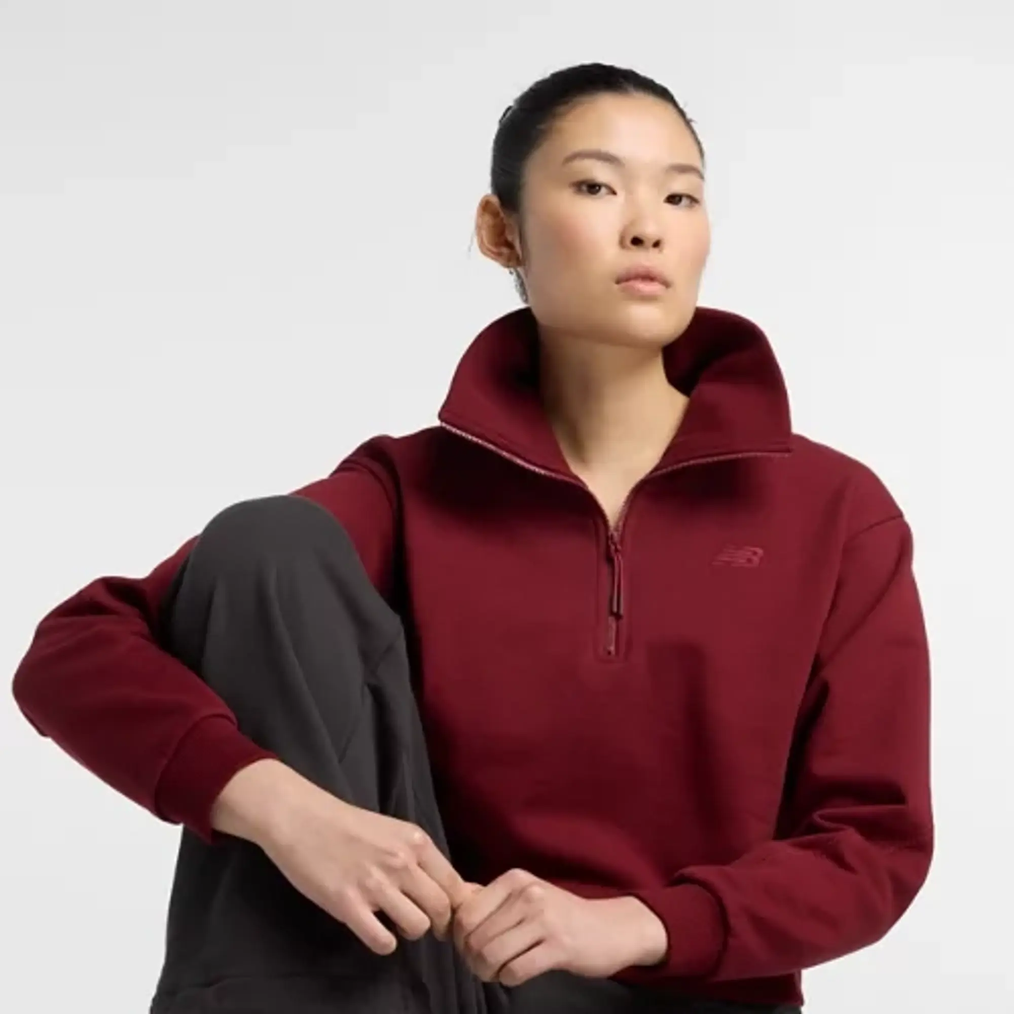 New Balance Women's NBX Lunar New Year Half Zip in Red Cotton