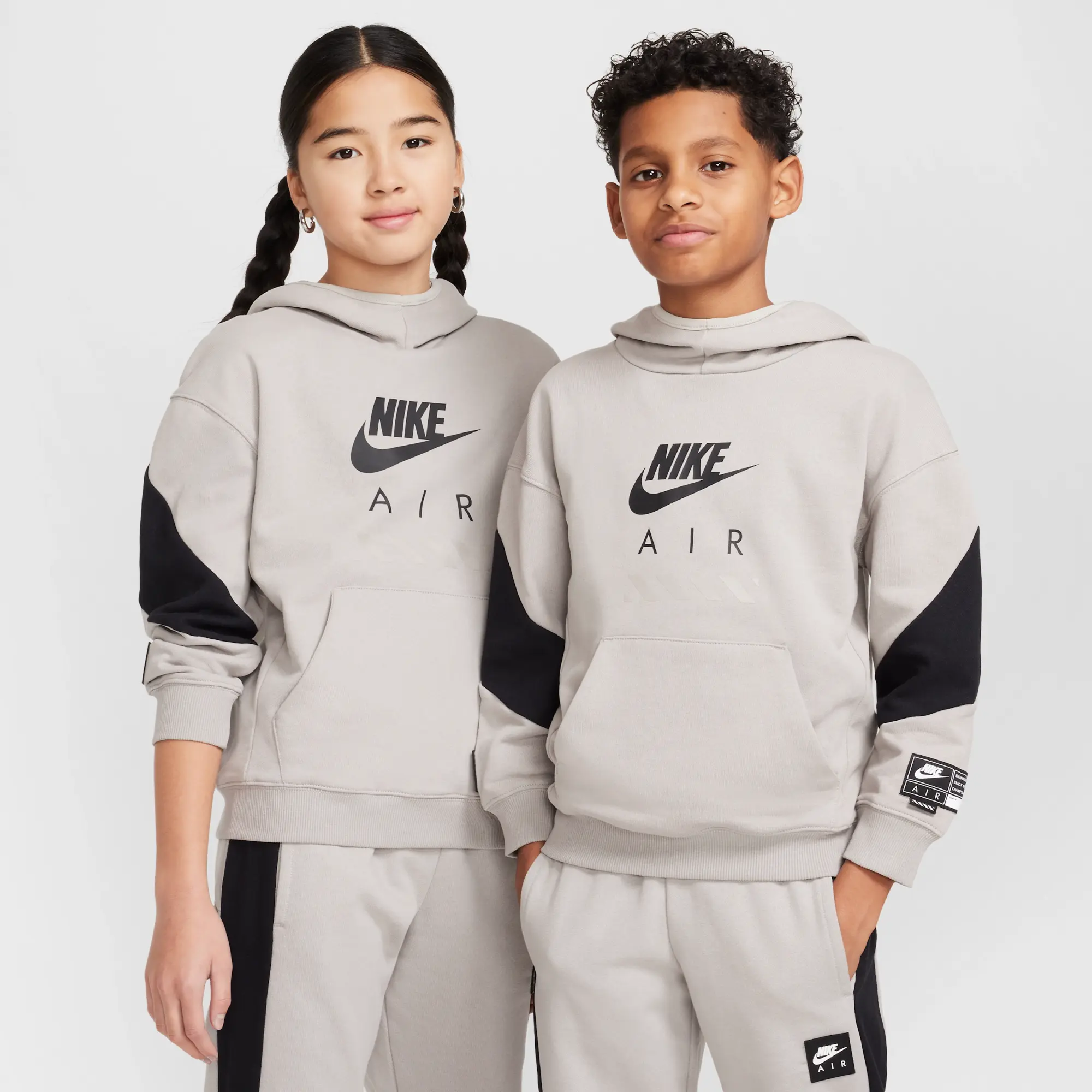 Nike Air Older Kids' Fleece Pullover Hoodie - Grey - Cotton