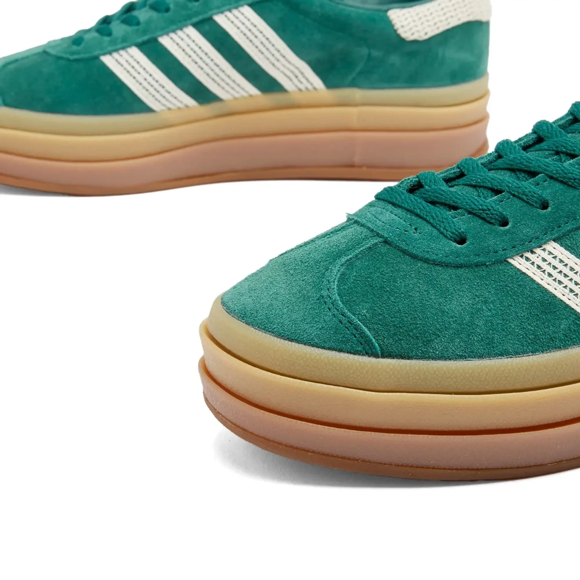 Adidas Originals Gazelle Bold Platform Trainers In Green And White Crochet
