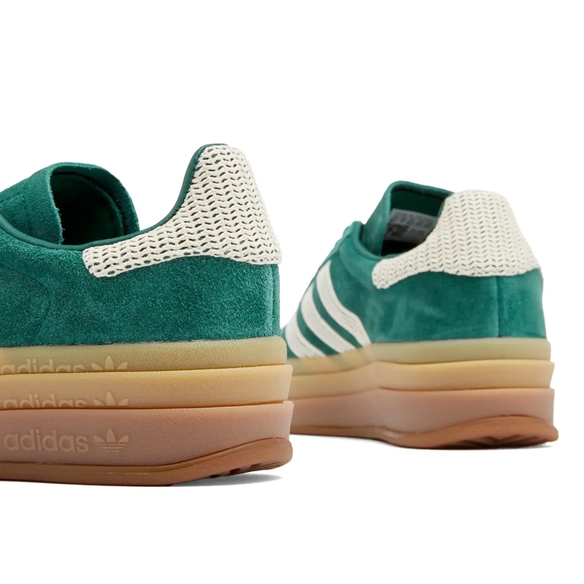 Adidas Originals Gazelle Bold Platform Trainers In Green And White Crochet