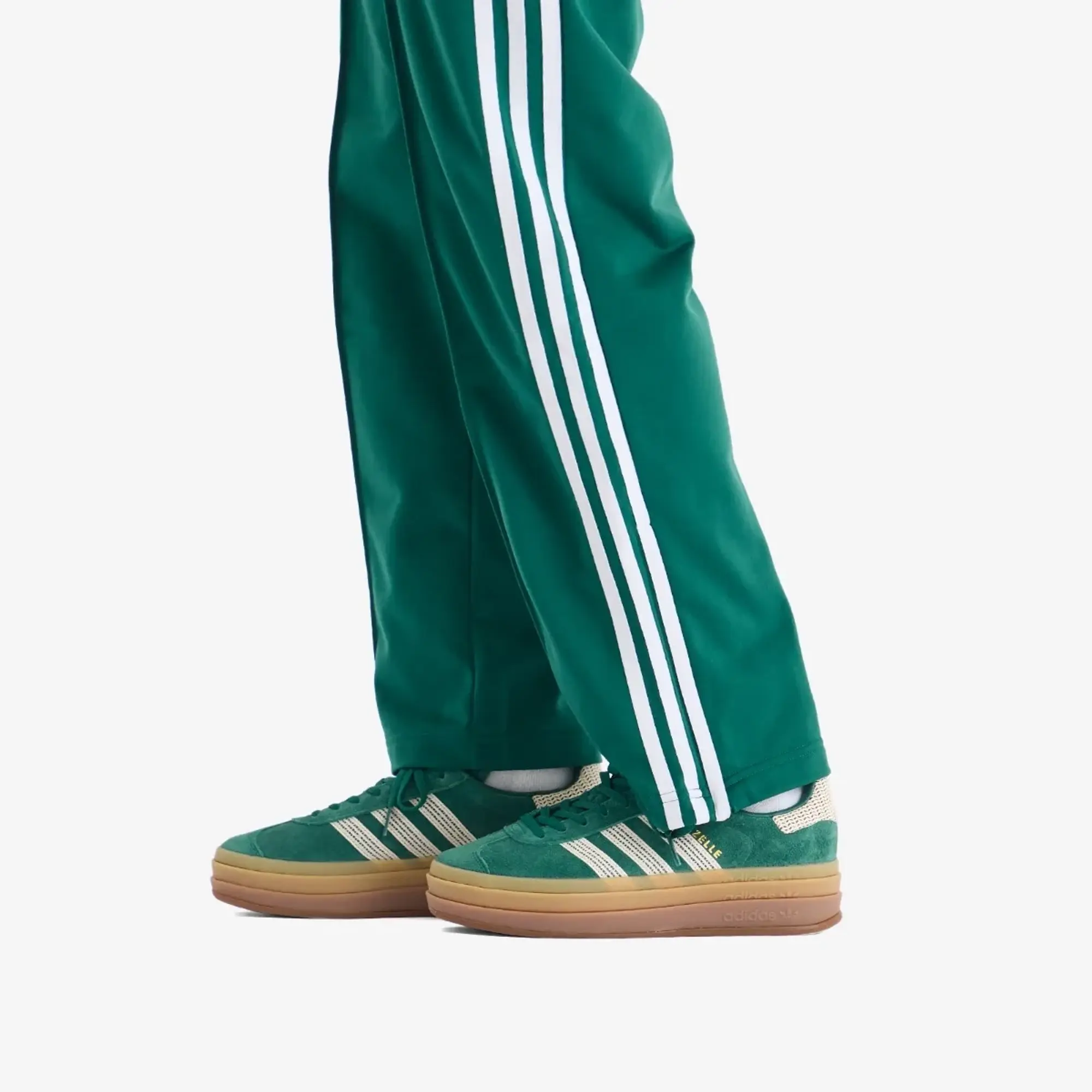 Adidas Originals Gazelle Bold Platform Trainers In Green And White Crochet