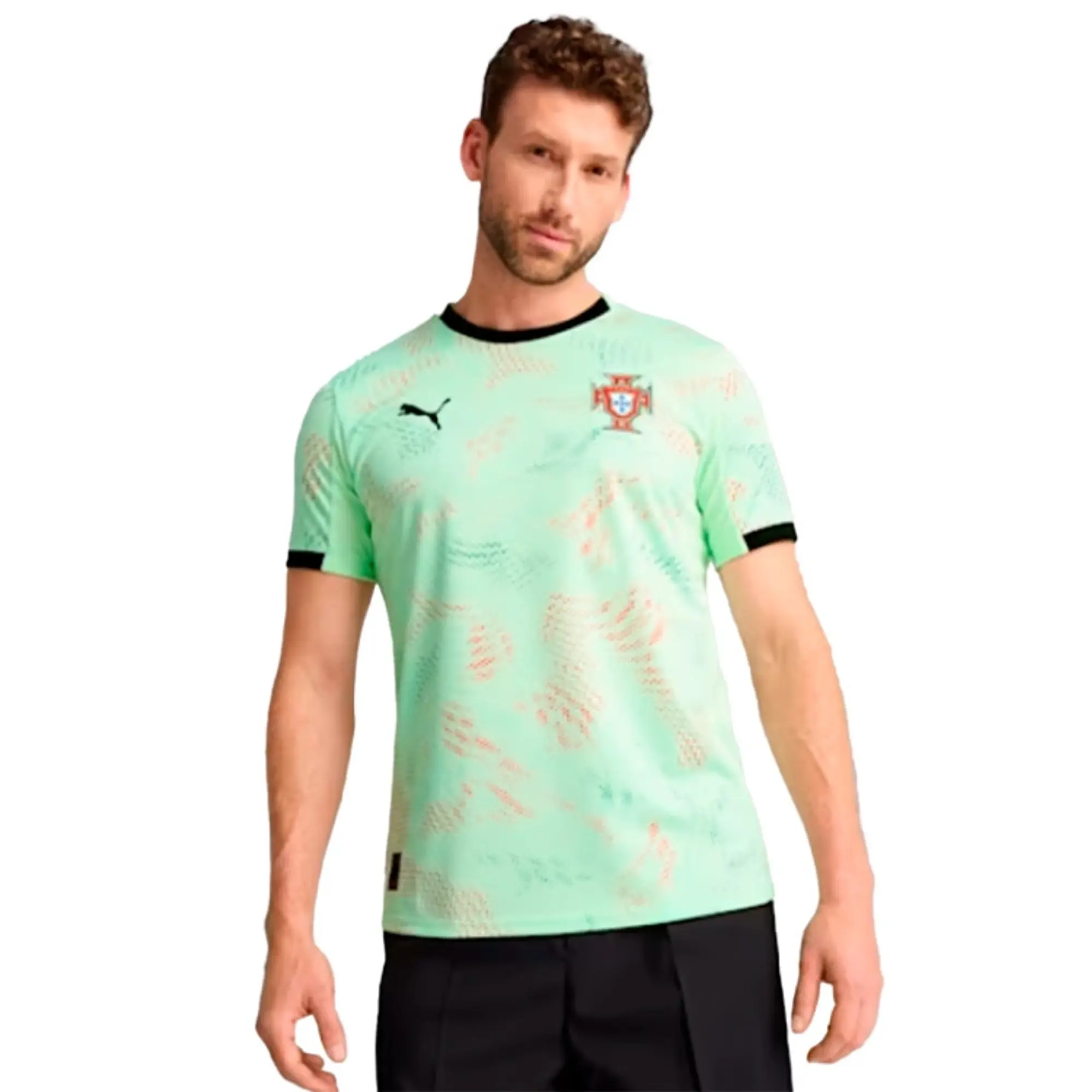 PUMA Portugal Women's Team 2025 Away Jersey Men, Fresh Mint/Black