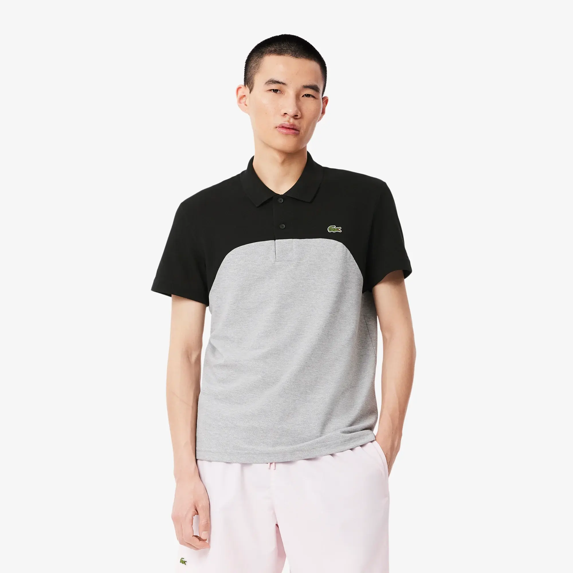 Lacoste Regular Fit L.12.12 Colour-Block Polo Shirt - Grey Chine / Black