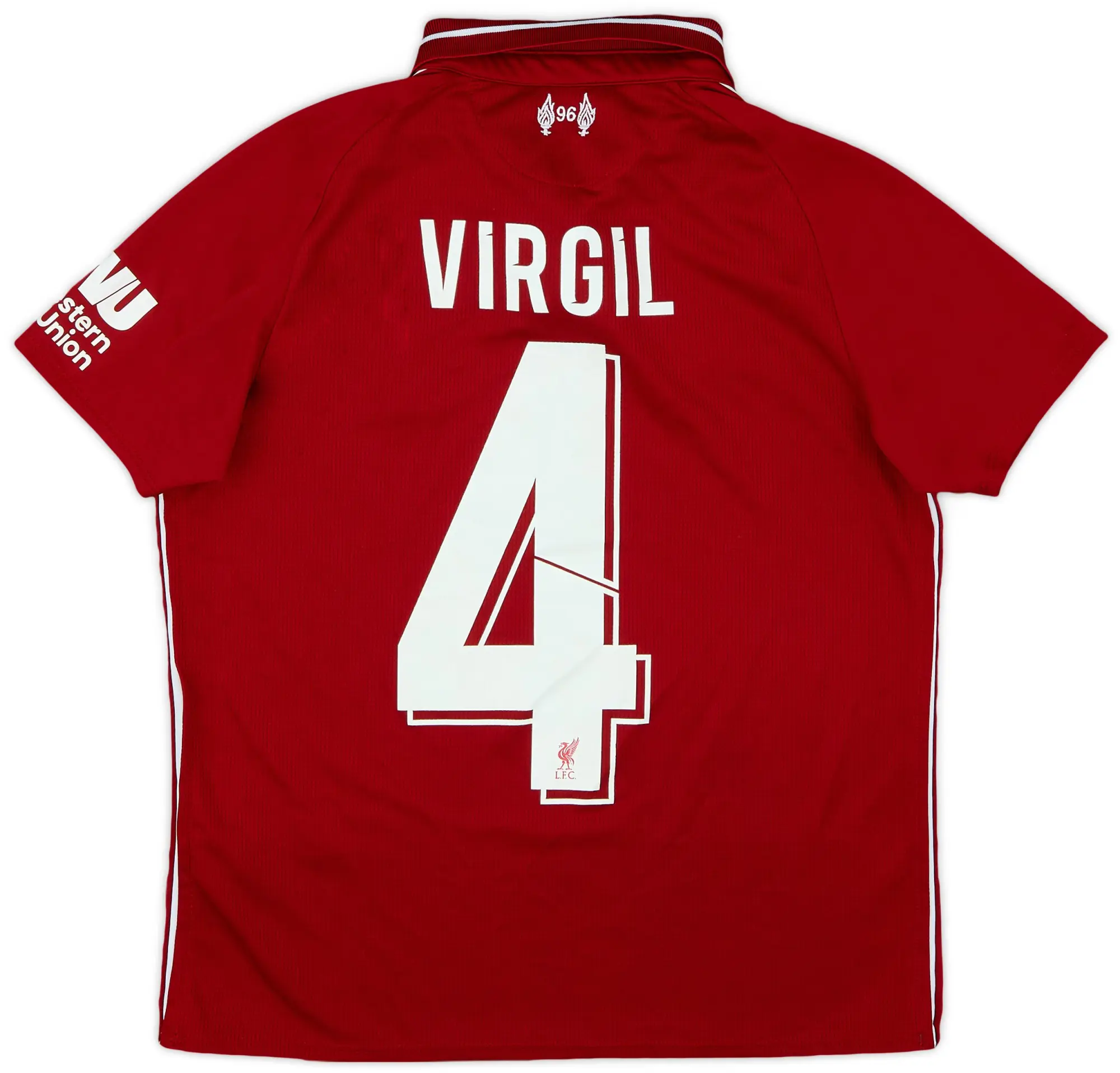 NewBalance 2018-19 Liverpool Home Shirt Virgil #4 - 9/10 - (M.Boys)